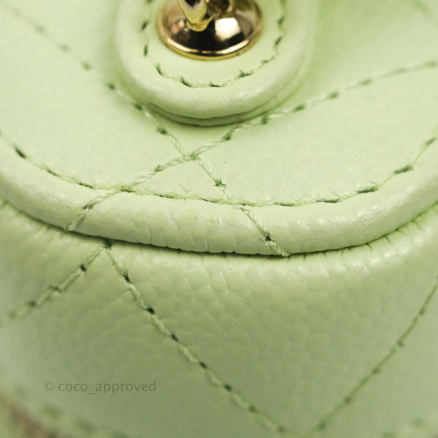 Chanel Quilted Small Handle With Care Vanity Case With Chain Green Caviar Gold Hardware