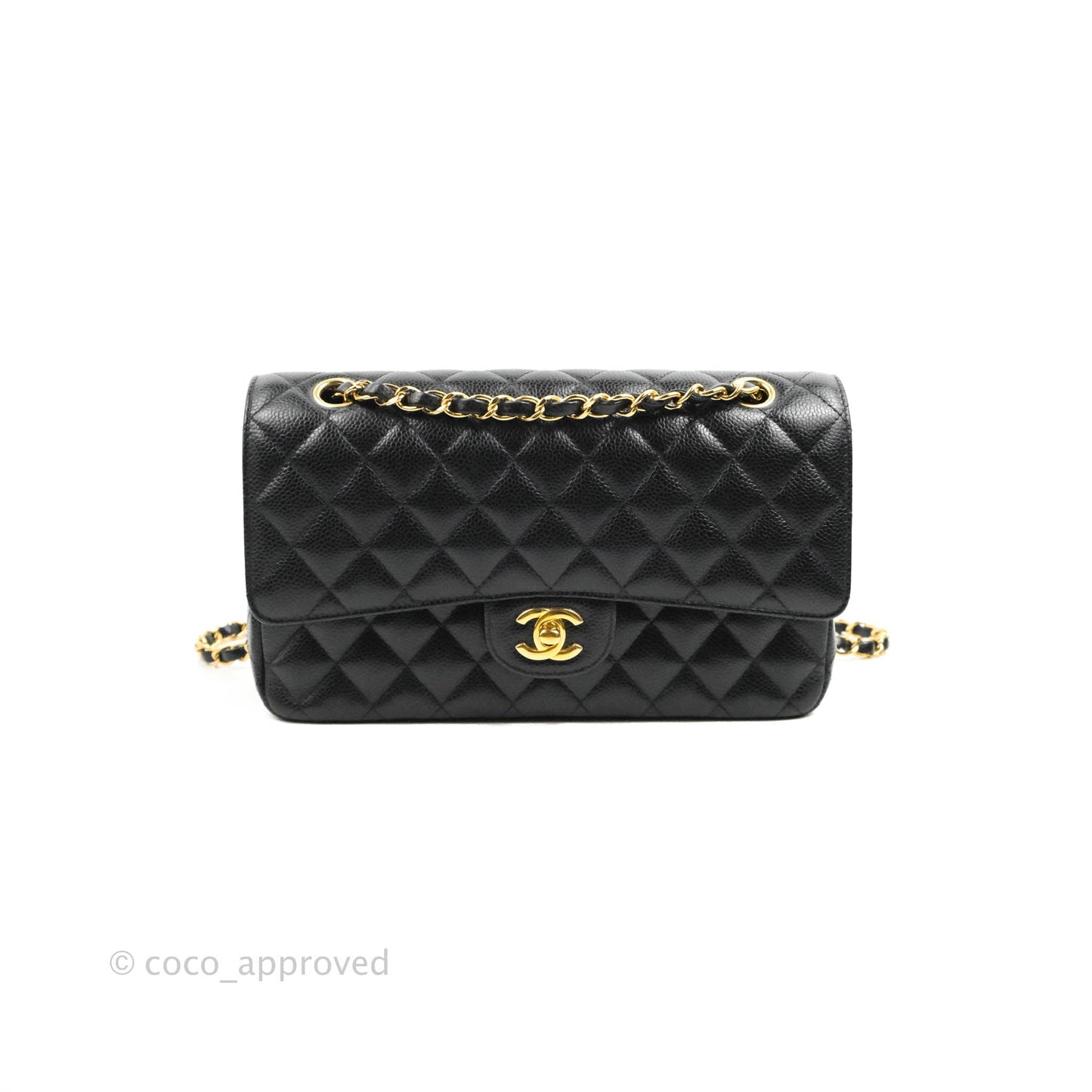 Chanel Classic M/L Medium Double Flap Black Caviar Gold Hardware