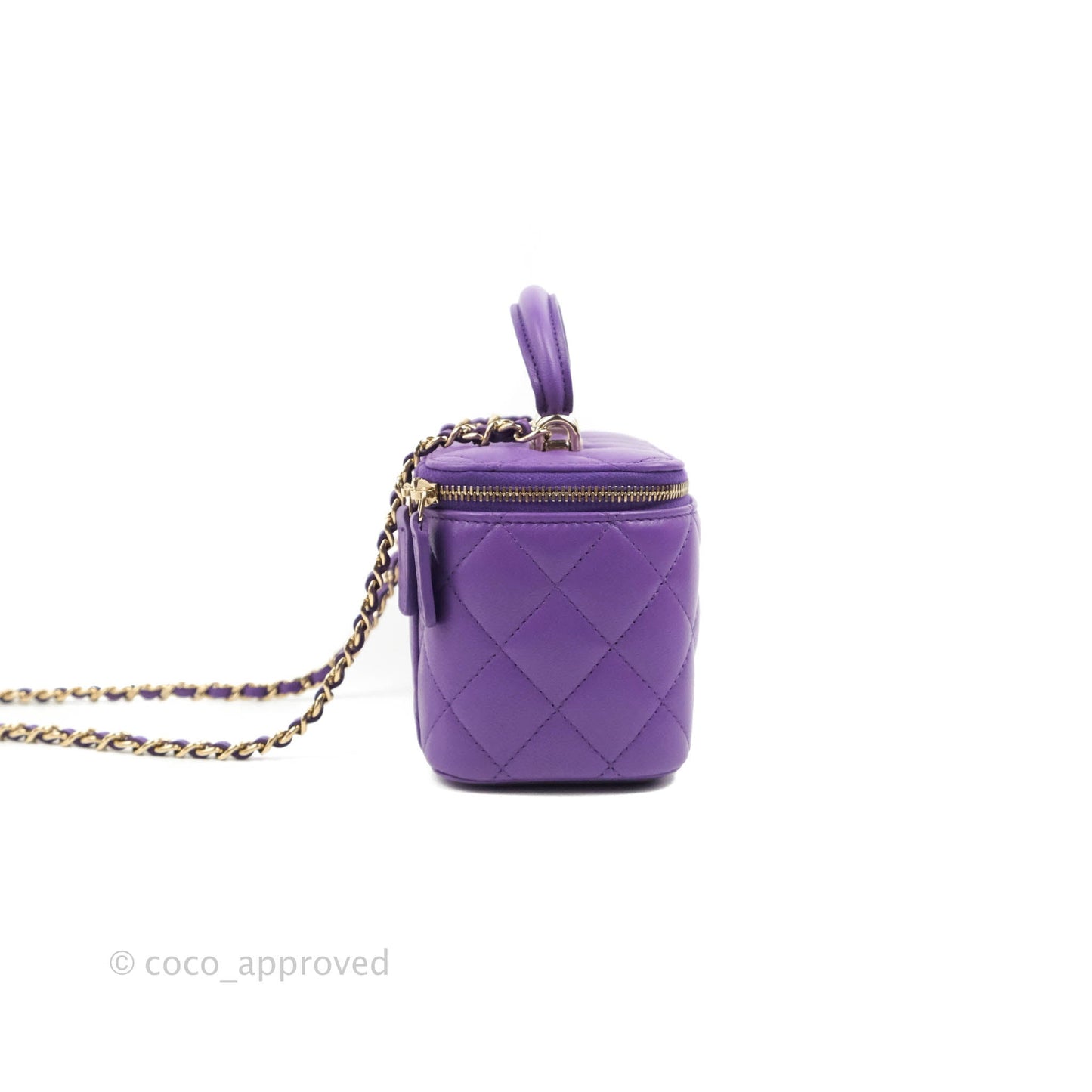 Chanel Vanity Rectangular Top Handle Purple Lambskin Gold Hardware