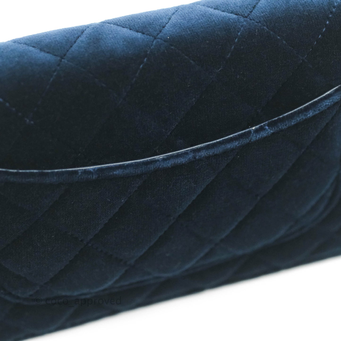 Chanel Quilted Crystal Pearl Crush Wallet on Chain WOC Navy Velvet Gold Hardware