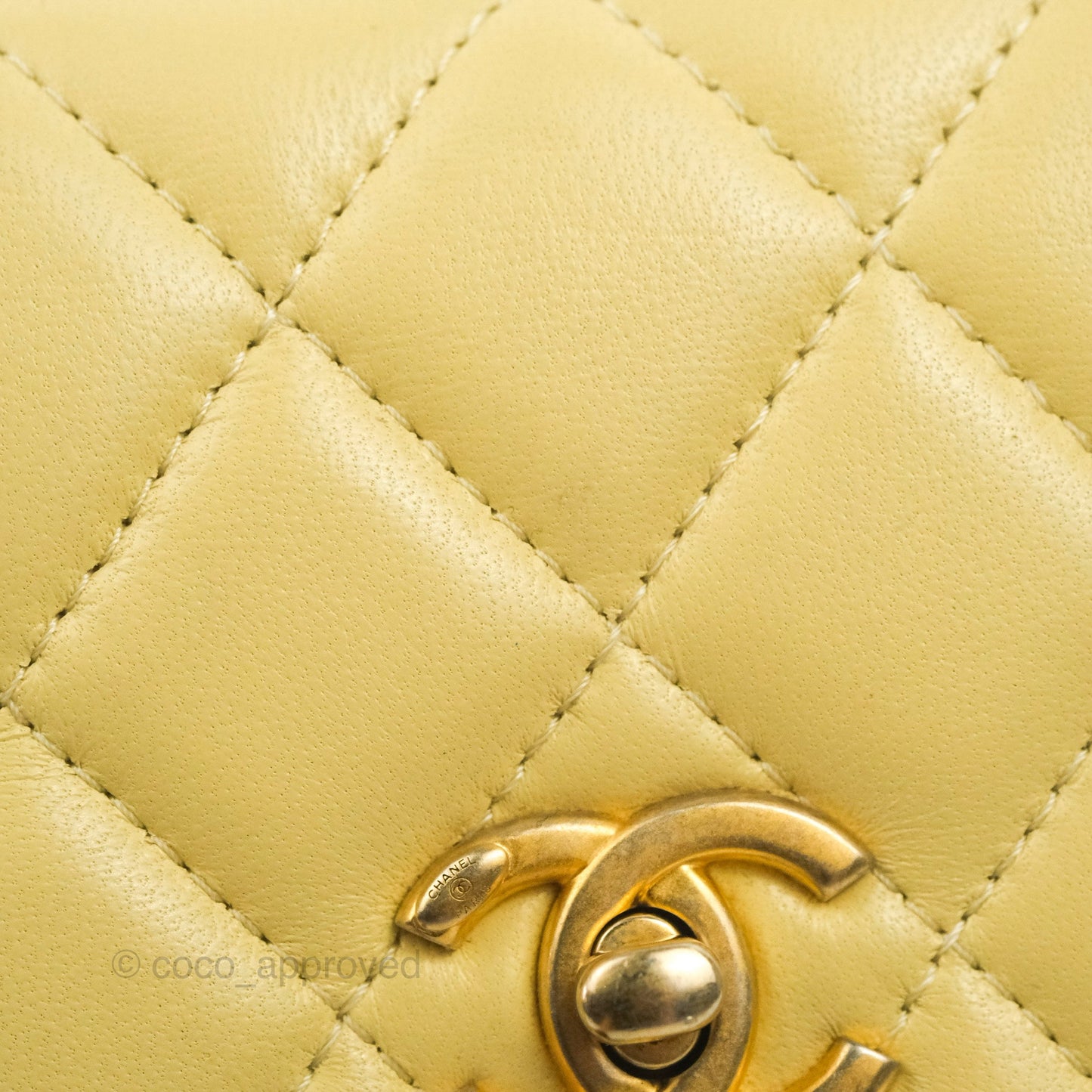 Chanel Quilted Pearl Crush Phone Holder With Chain Yellow Lambskin