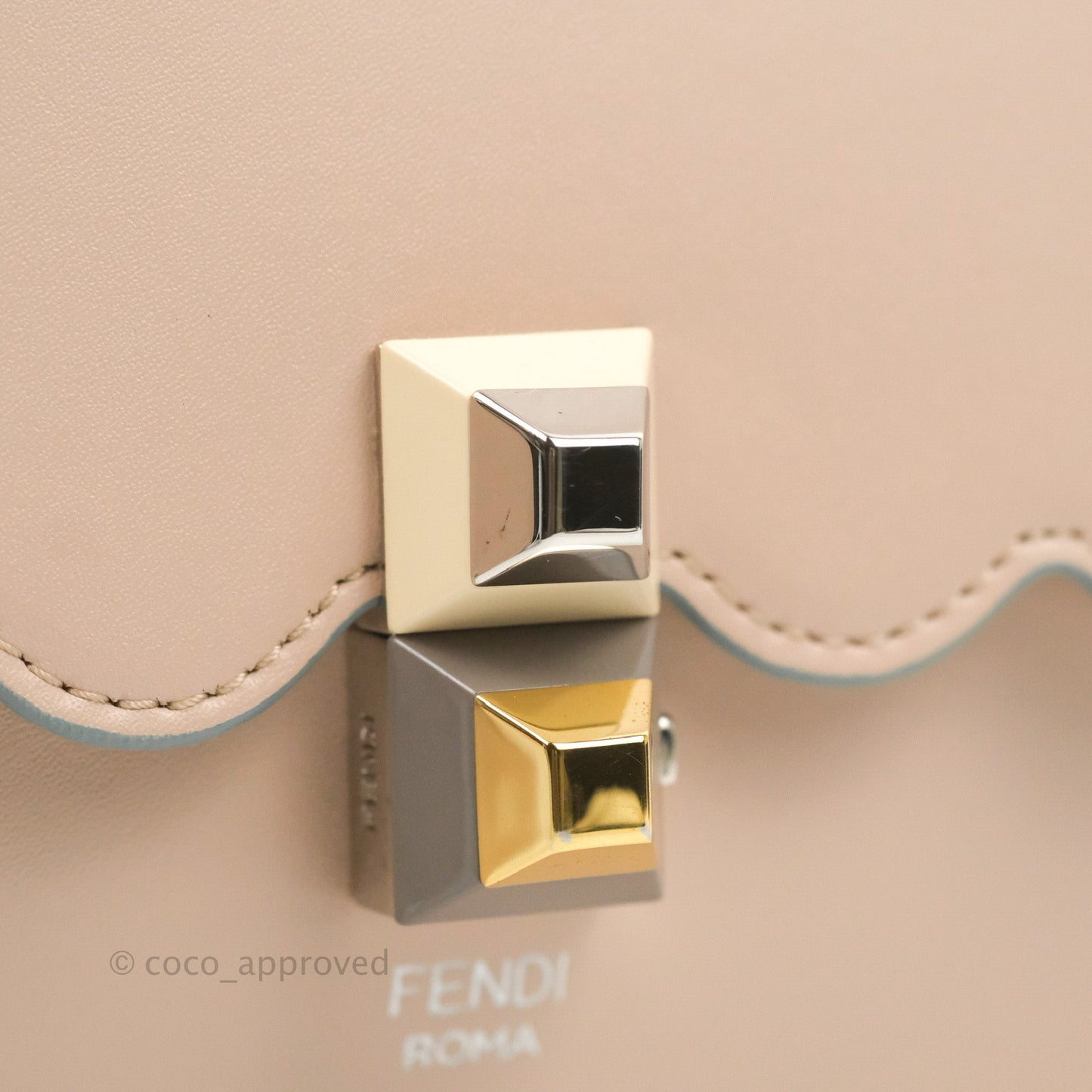Fendi Kan I Scalloped Shoulder Bag Pale Pink Silver Hardware