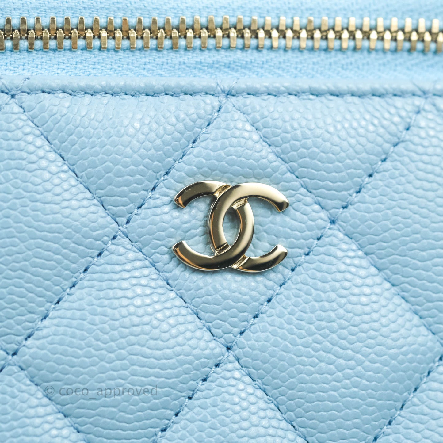 Chanel Classic Mini Vanity With Chain Blue Caviar Gold Hardware