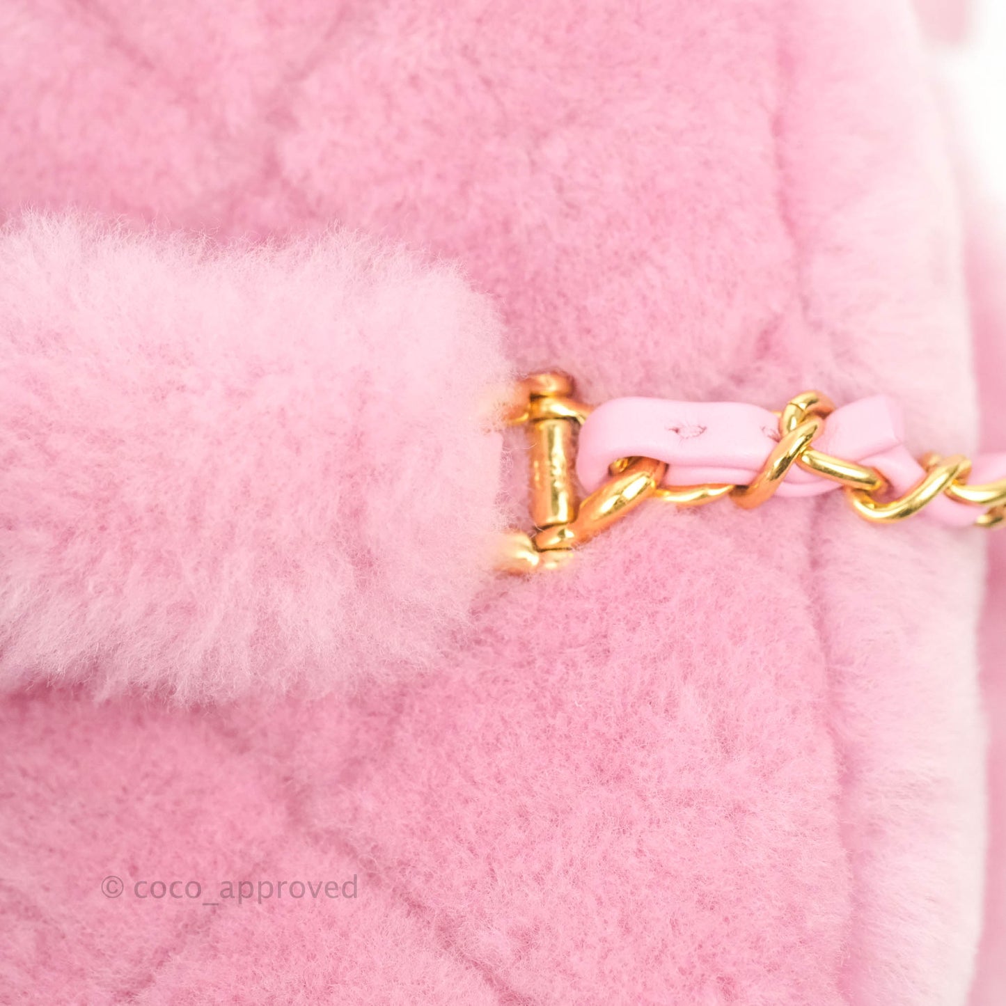 Chanel Small Vanity Case Pink Shearling Lambskin Gold Hardware 22A