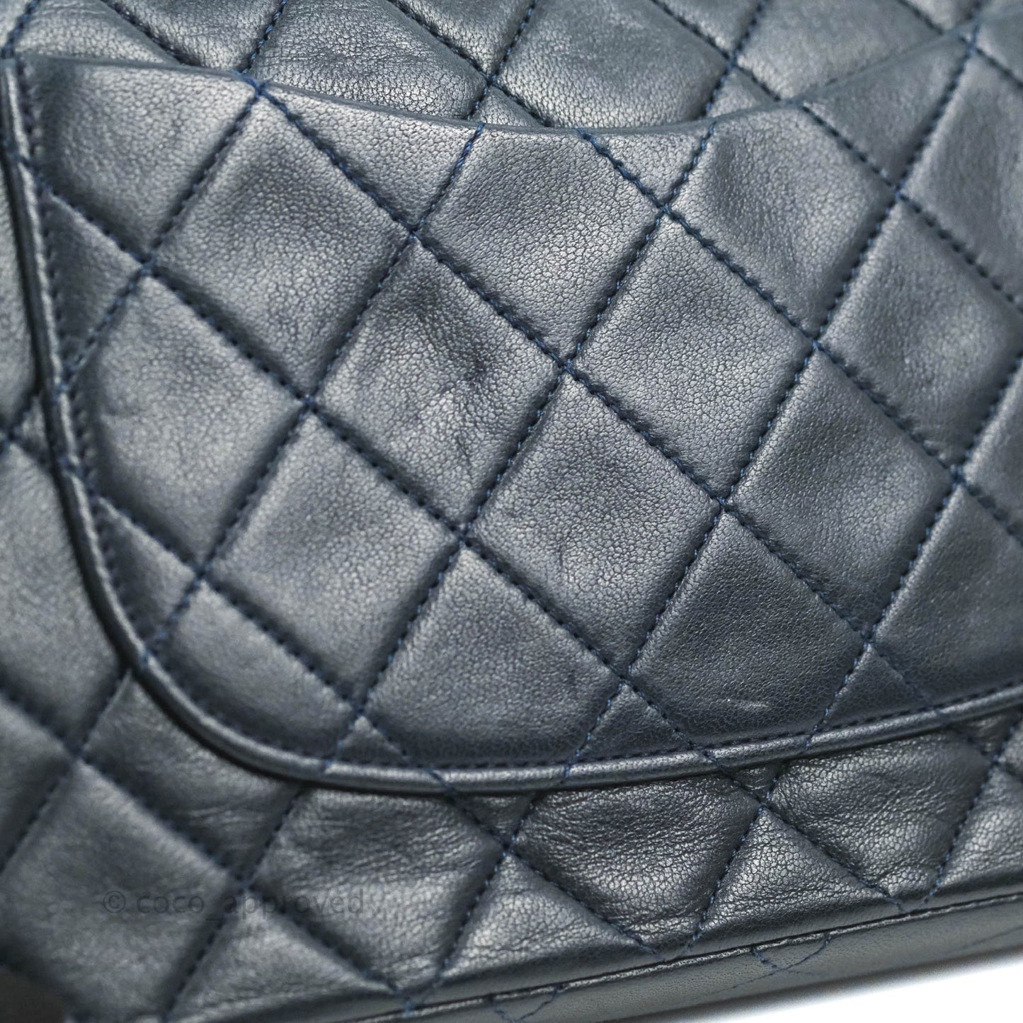 Chanel Classic Vintage Medium M/L Flap Navy Lambskin 24K Gold Hardware