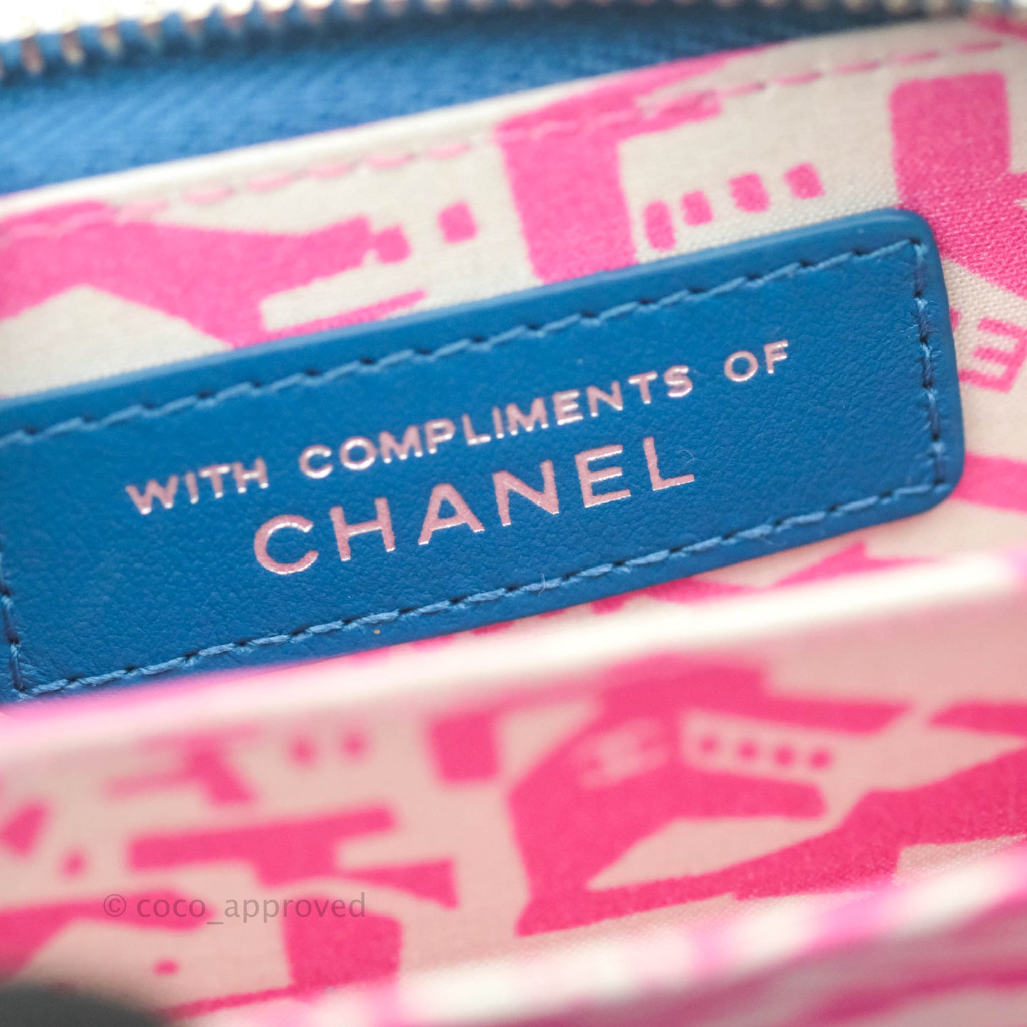 Chanel Classic Zipped Coin Purse Blue Caviar Silver Hardware