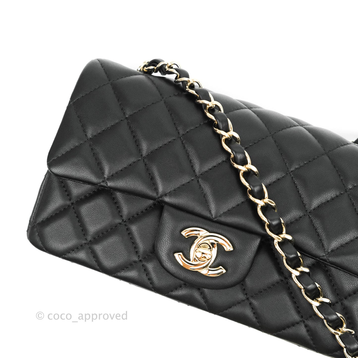 Chanel Quilted Mini Rectangular Lambskin Black Gold Hardware