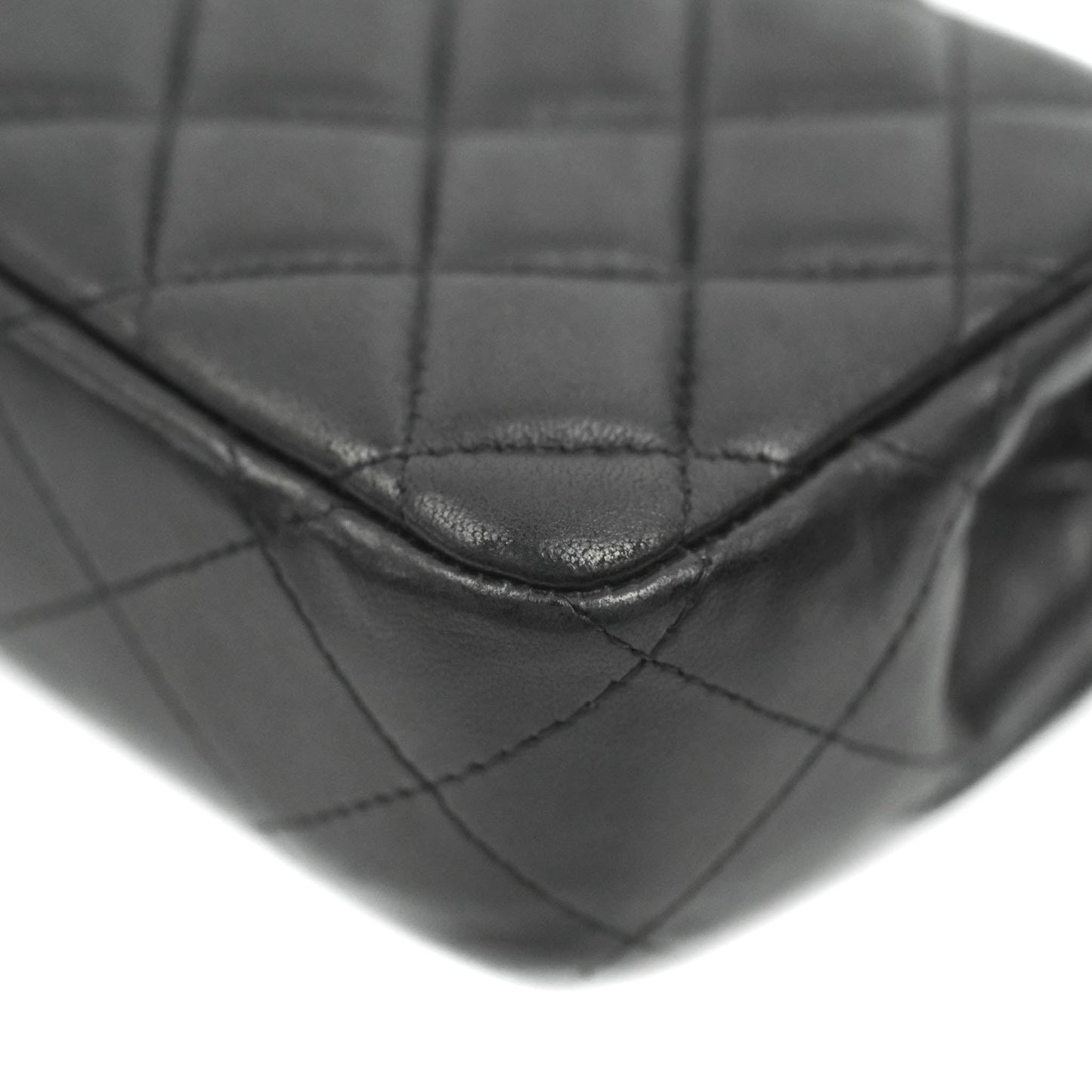 Chanel Quilted Extra Mini Rectangular Flap Black Lambskin Silver Hardware