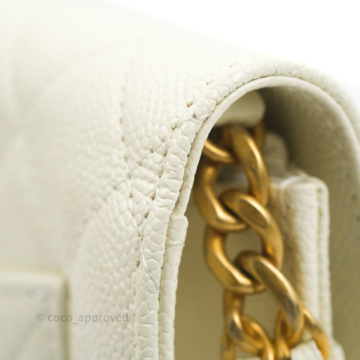 Chanel Quilted Wallet On Chain WOC Melody Ivory White Caviar Gold Hardware