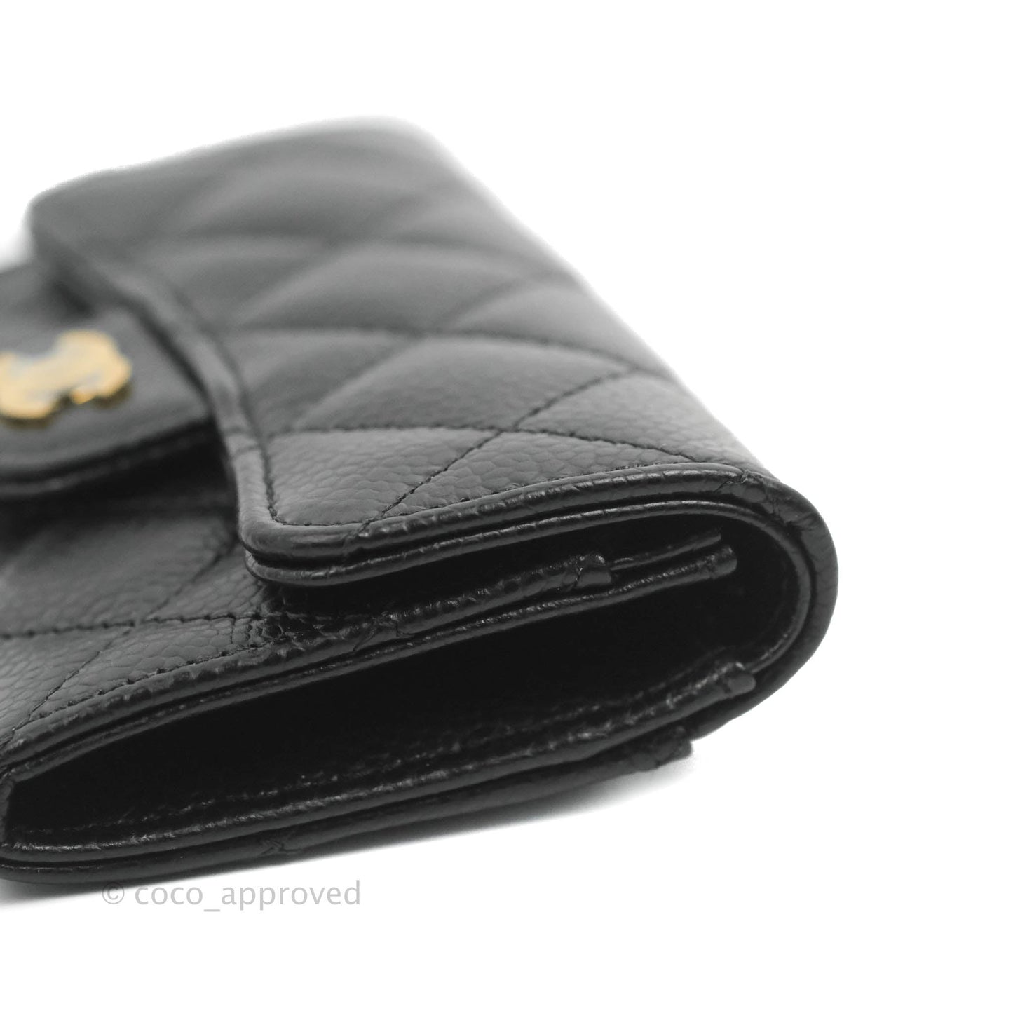 Chanel Quilted Flap Card Holder Black Caviar Gold Hardware