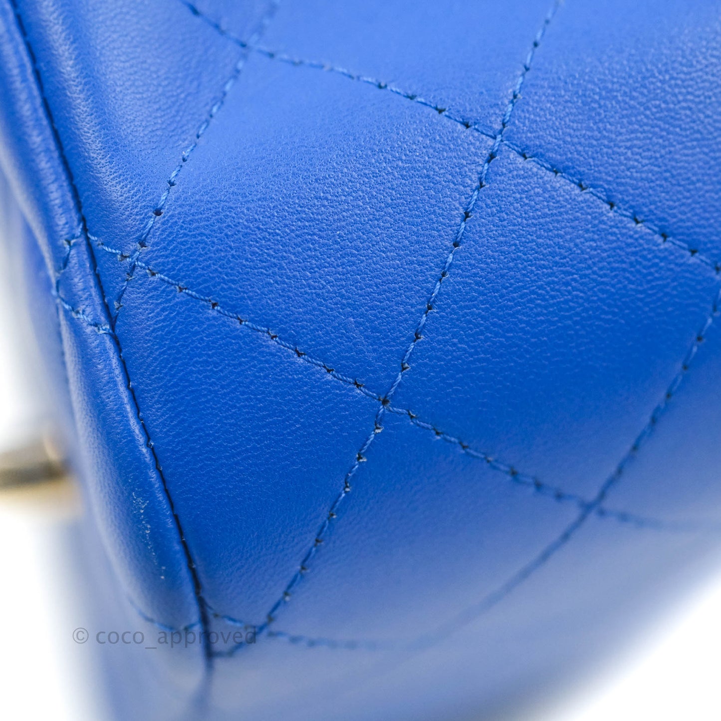 Chanel Mini Square Blue Lambskin Gold Hardware