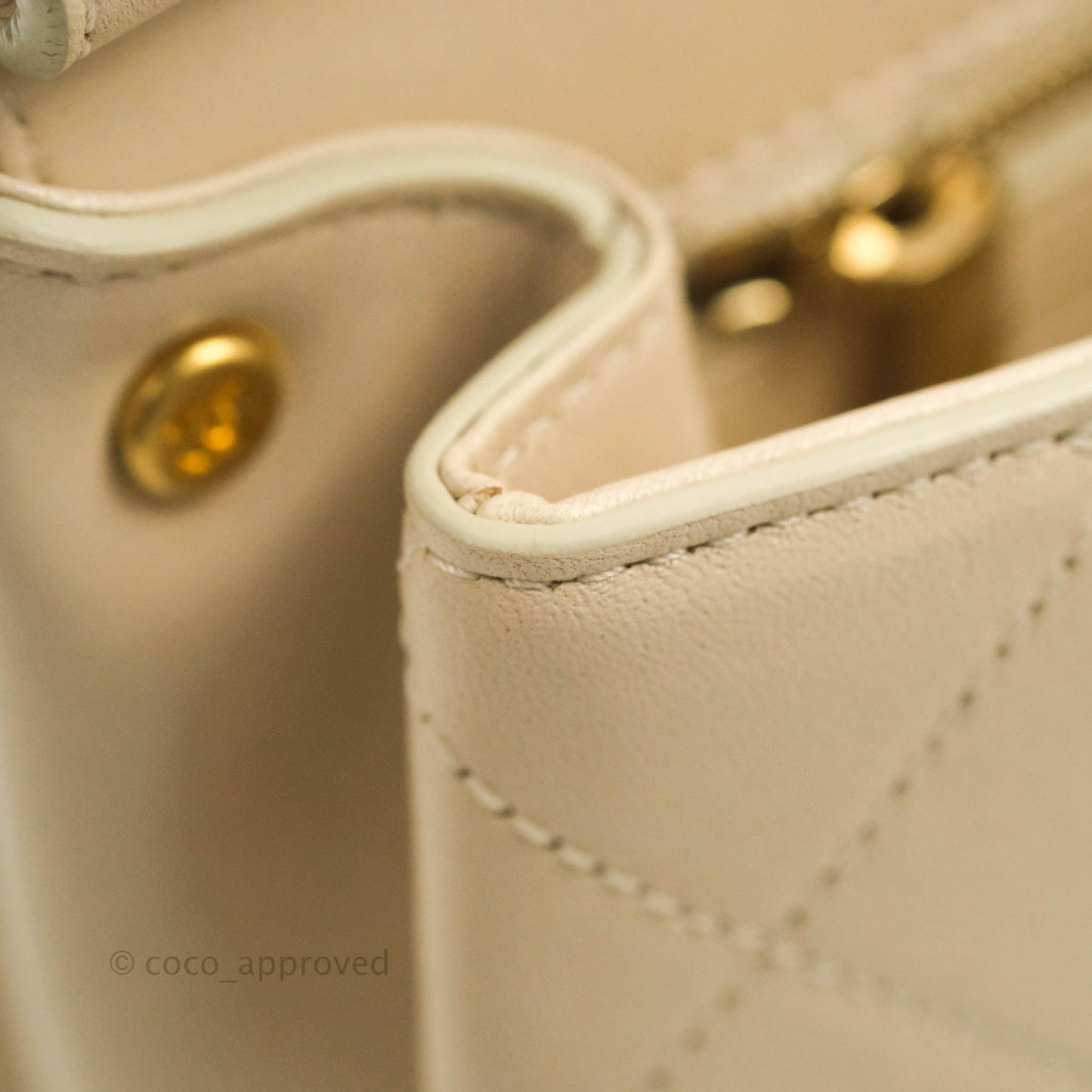 Chanel Small Flat Quilted Coco Luxe Flap Bag Light Beige Aged Gold Hardware
