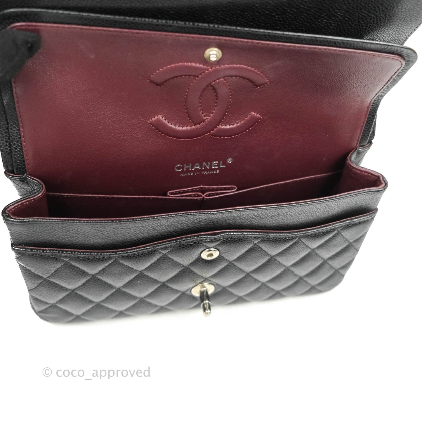 Chanel Classic Double Flap M/L Black Caviar Silver Hardware