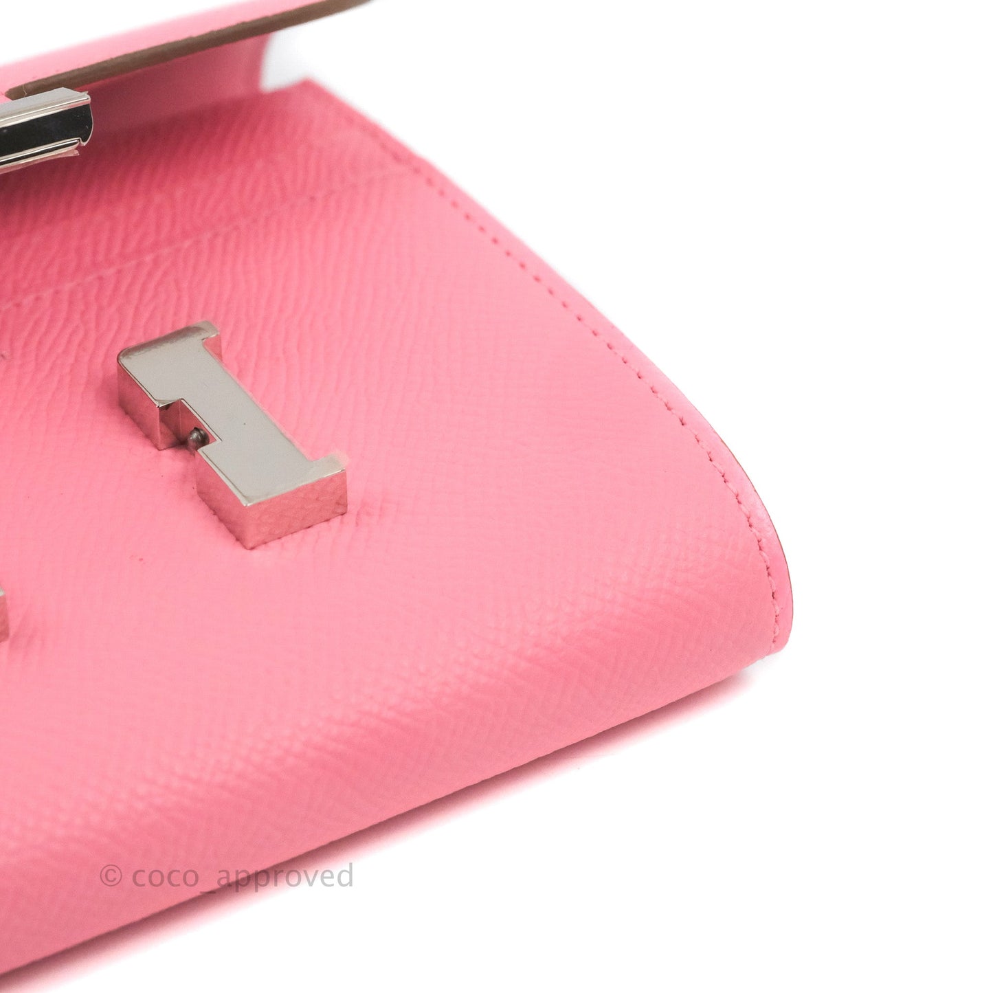Hermès Constance Short Wallet Rose Azalee Epsom Silver Hardware
