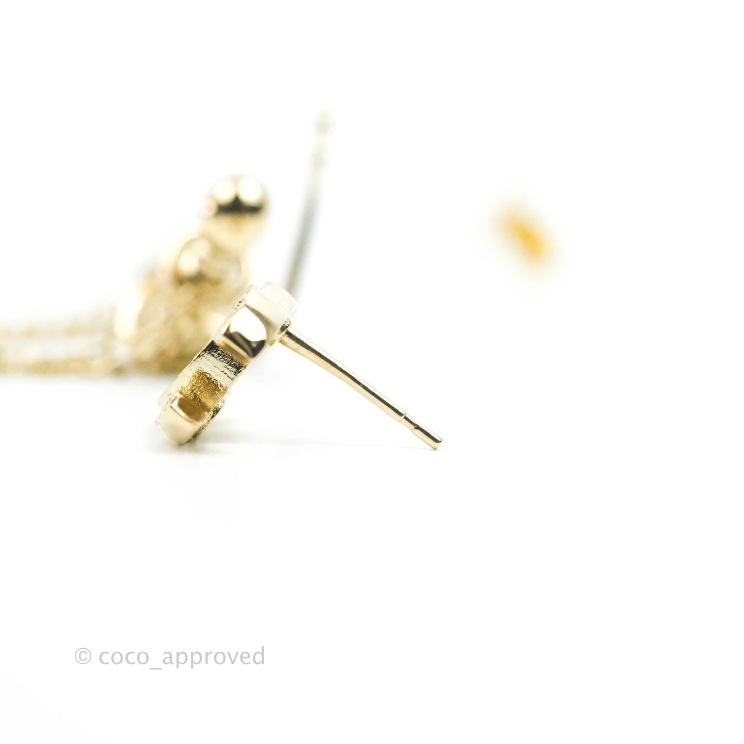 Chanel Crystal CC Earrings Ear Clip Gold Tone 22C
