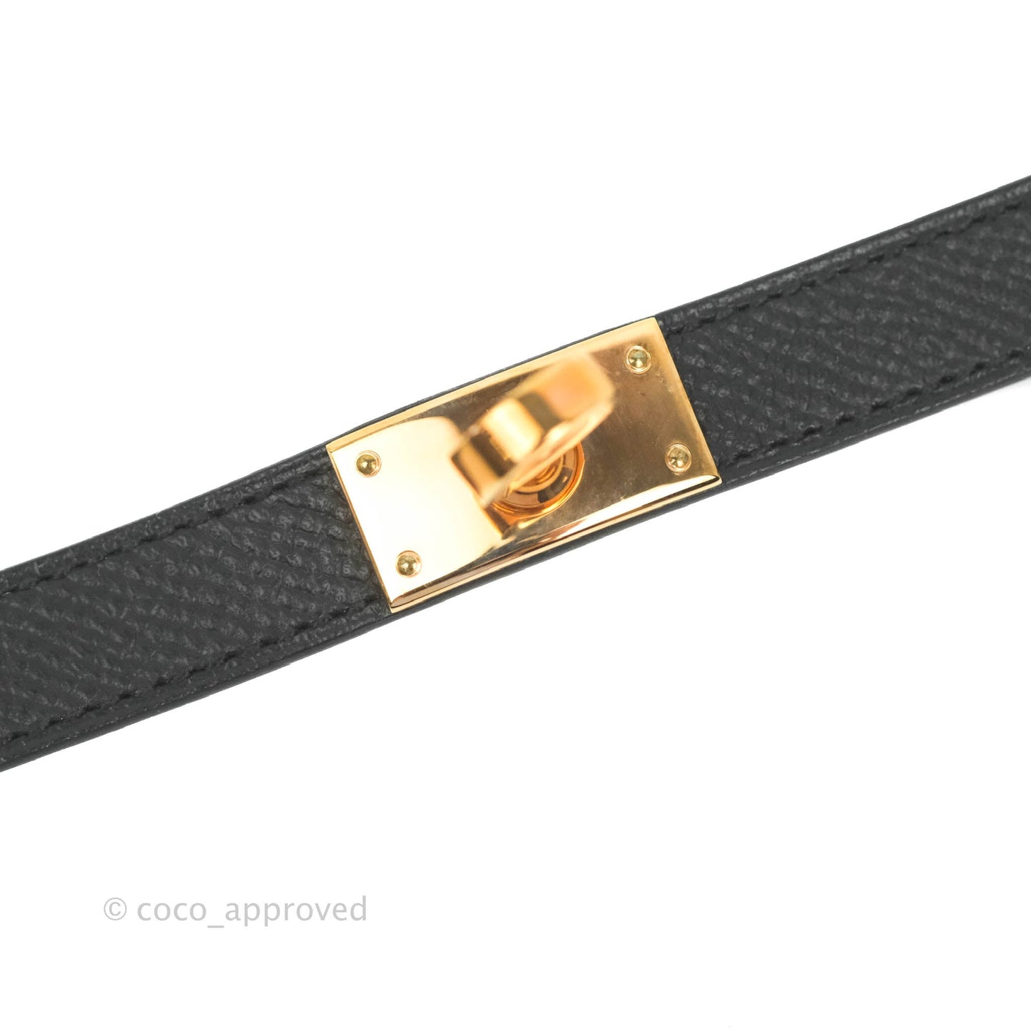 Hermès Kelly Double Tour Bracelet Black Epsom Rose Gold Hardware
