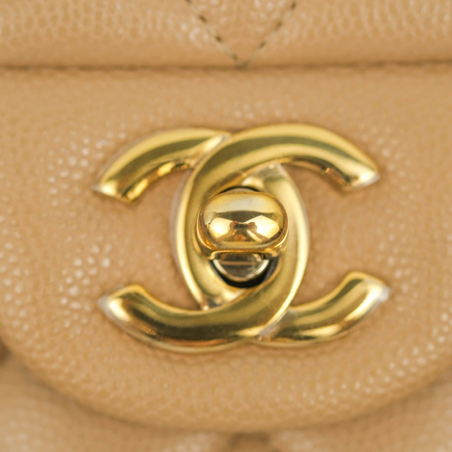 Chanel Classic M/L Medium Double Flap Dark Beige Caviar Gold Hardware 19B