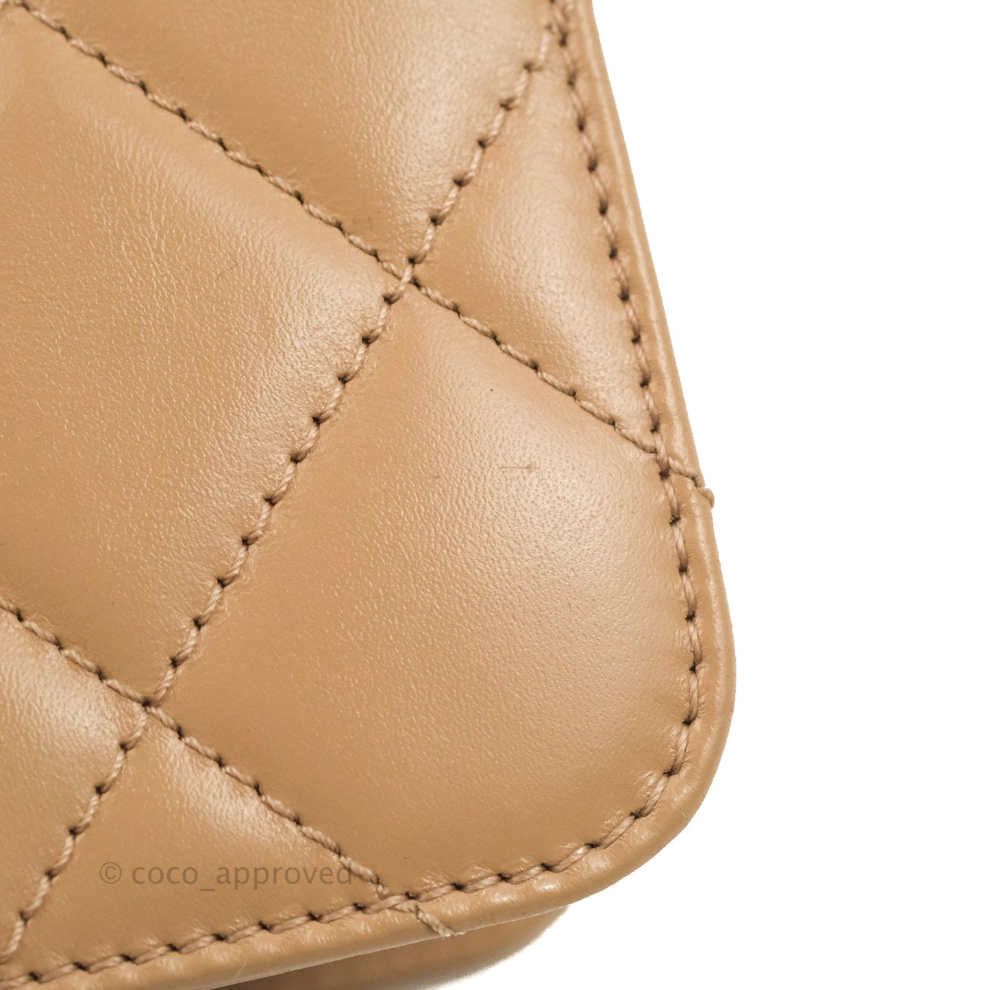 Chanel Quilted Perfect Fit Adjustable Beige Calfskin Gold Hardware 21A