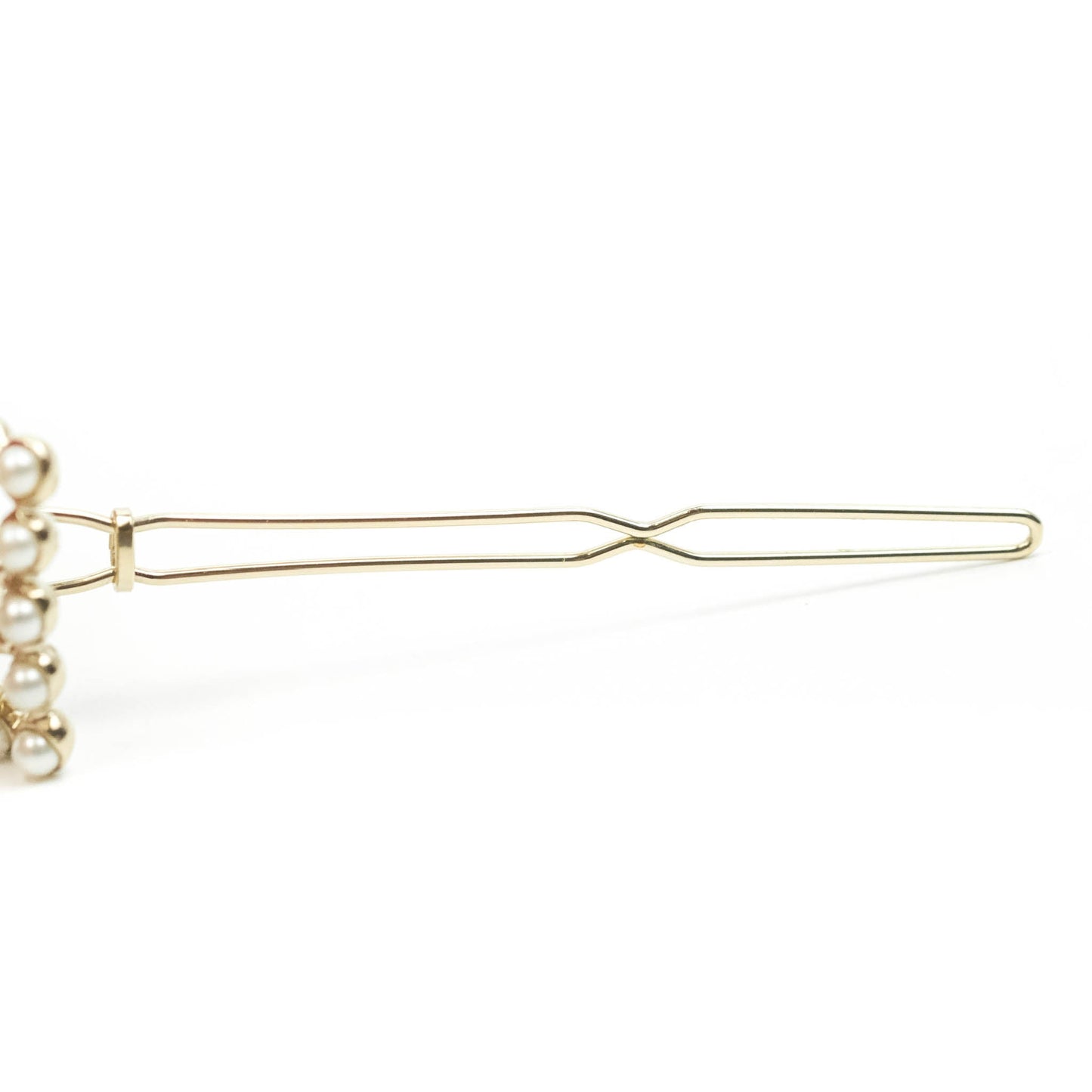 Chanel CC Pearl Grey Resin Hair Clip Gold Tone 21V