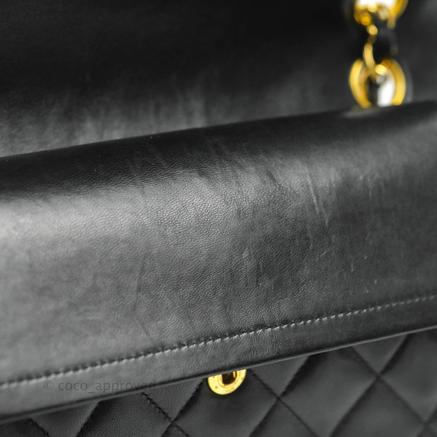 Chanel Vintage Classic M/L Medium Double Flap Bag Black Lambskin 24K Gold Hardware