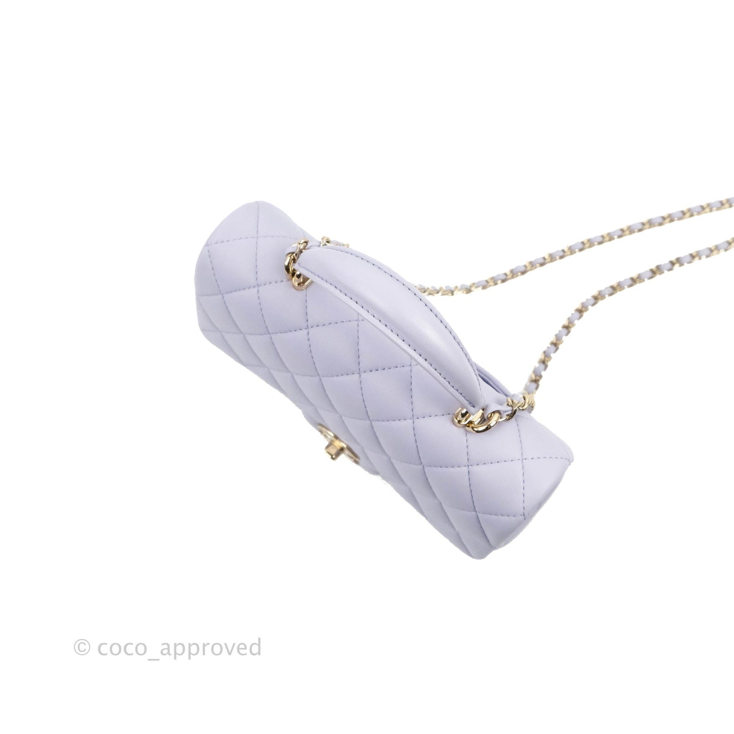 Chanel Top Handle Mini Rectangular Flap Bag Lilac Lambskin Gold Hardware