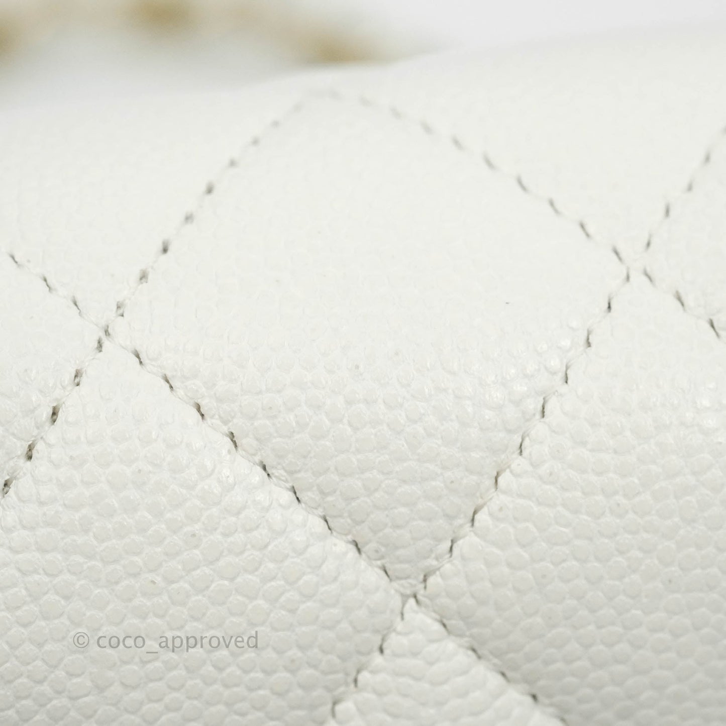 Chanel Small S/M Classic Quilted Flap White Caviar Gold Hardware