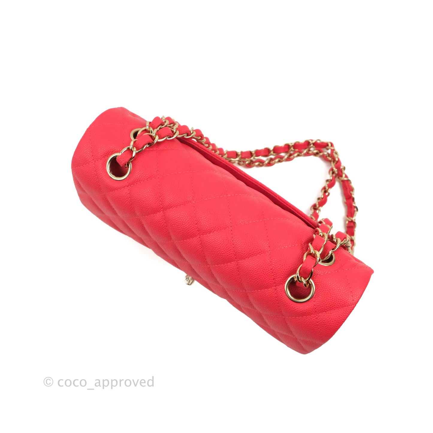 Chanel Small Classic Quilted Flap Red Caviar Gold Hardware