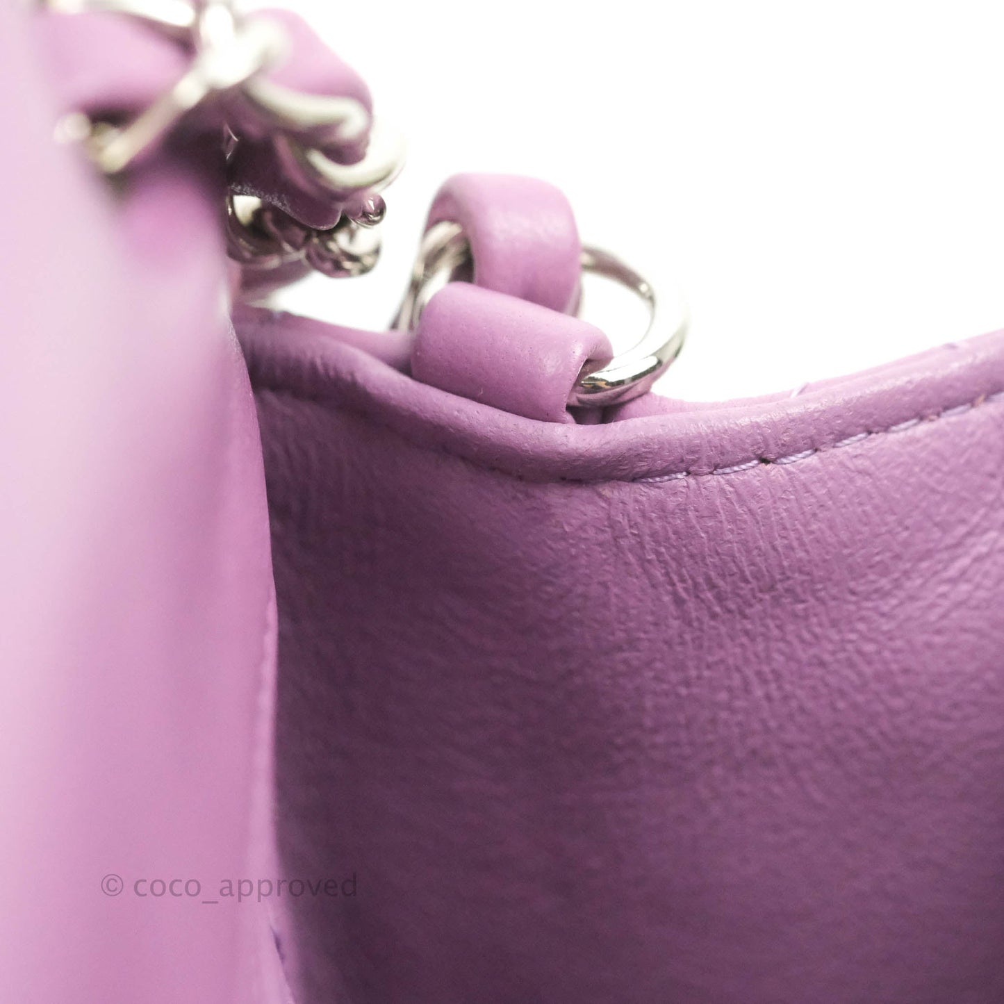Chanel Quilted Mini Rectangular Flap Purple Lambskin Silver Hardware
