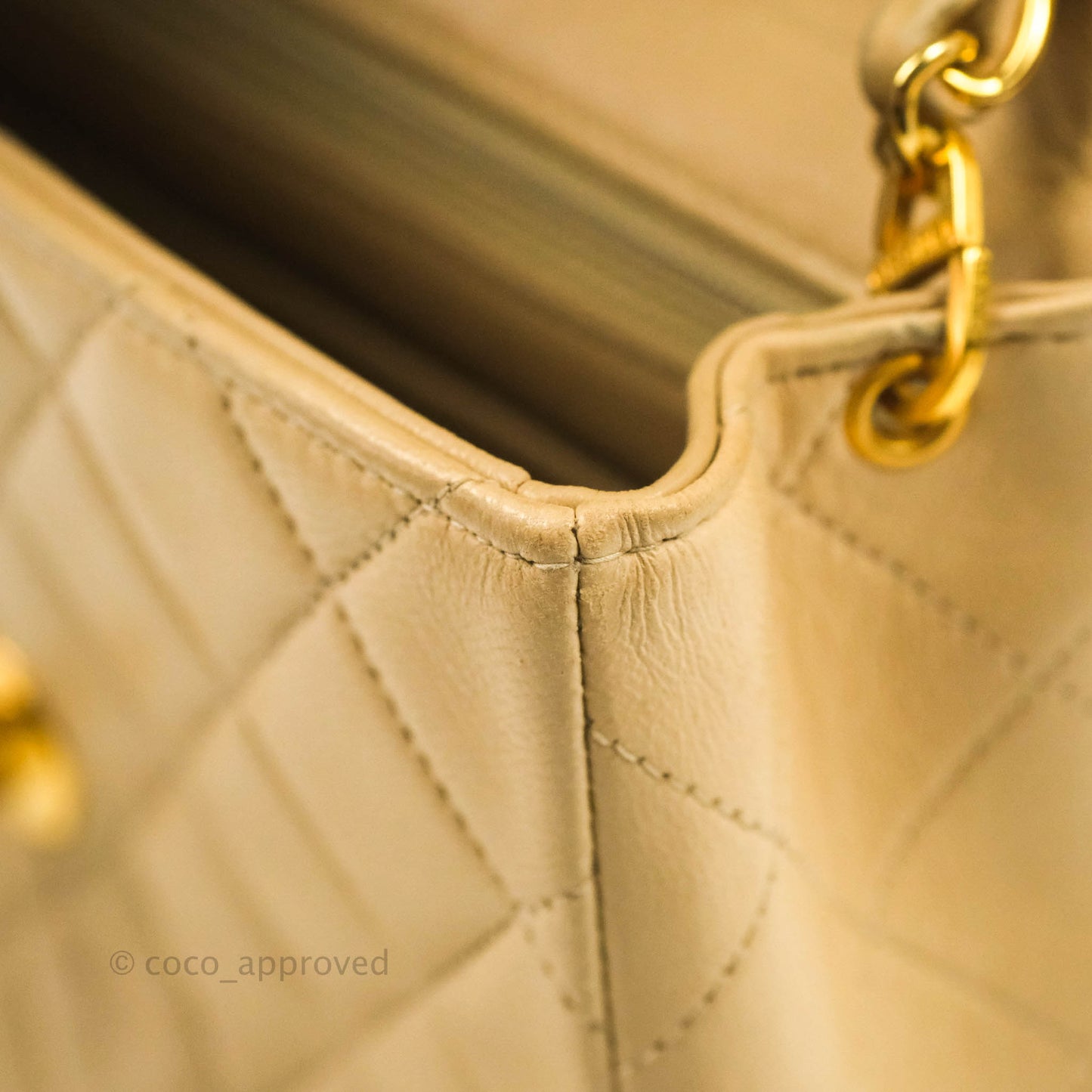 Chanel Vintage Mini Square Beige Lambskin 24K Gold Hardware