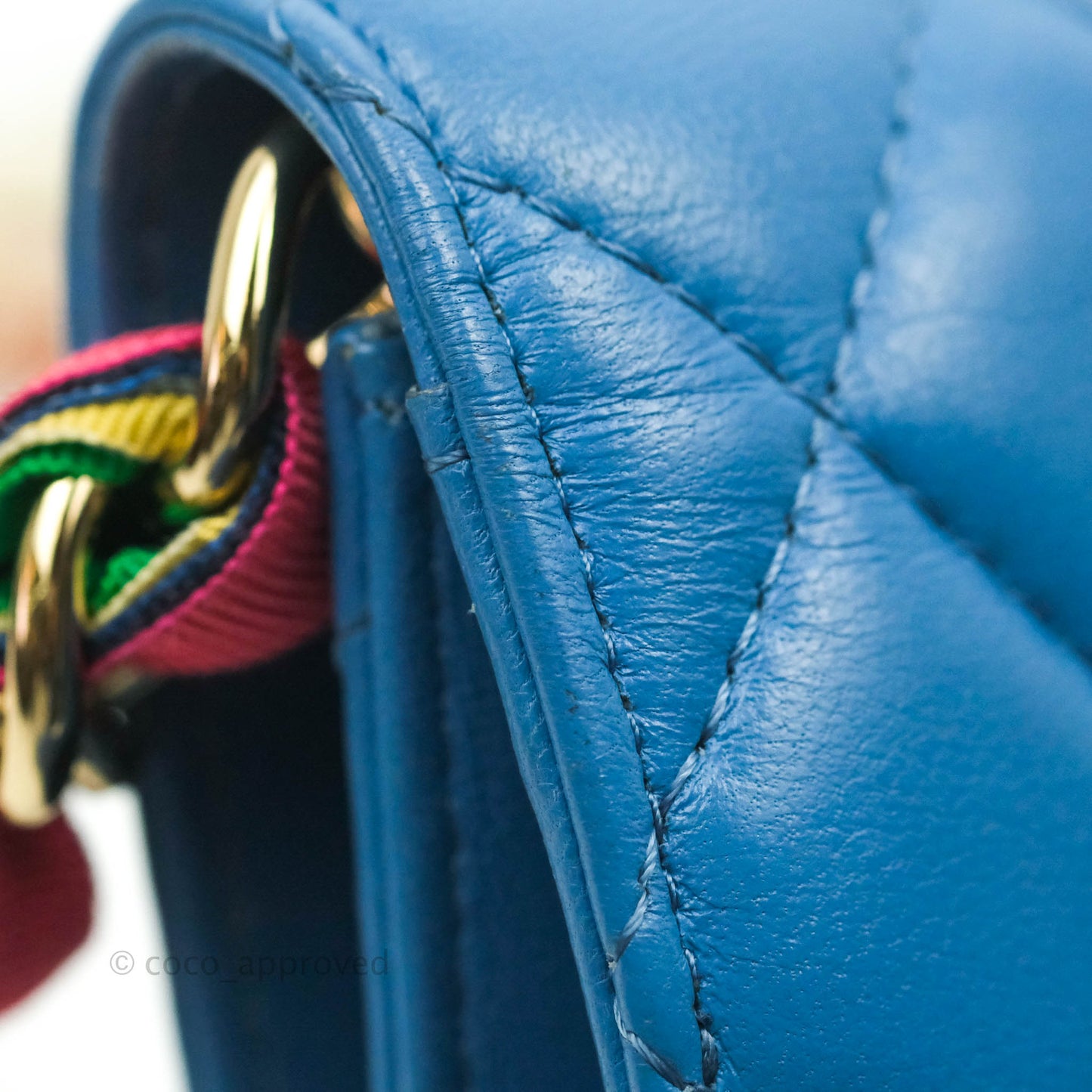 Chanel Ribbon Belt Bag Blue Lambskin Gold Hardware