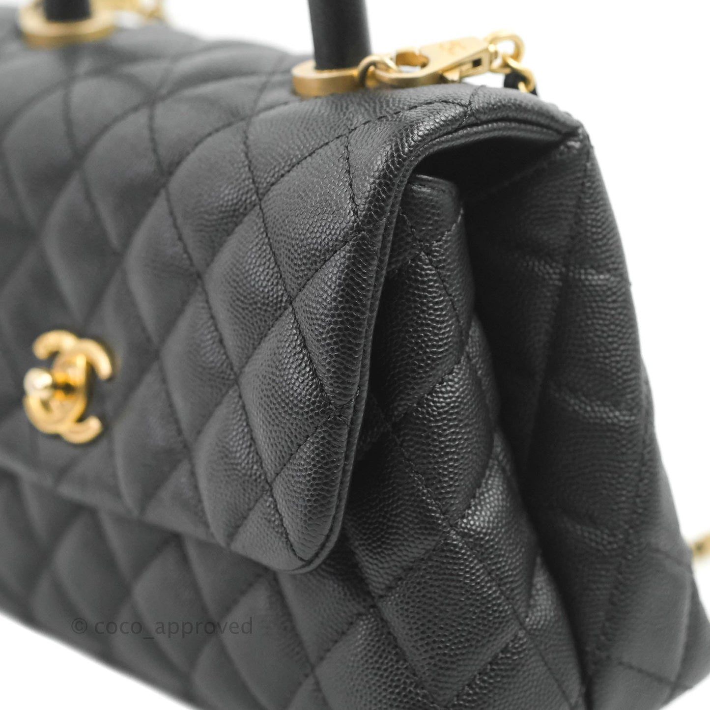 Chanel Small Coco Handle Black Caviar Aged Gold Hardware