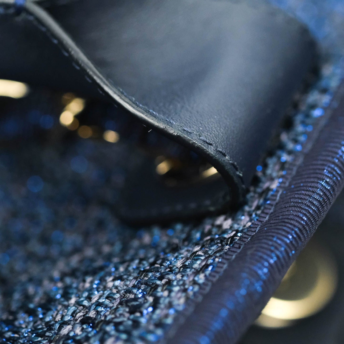 Chanel Large Deauville Navy Blue Glitter Canvas Gold Hardware