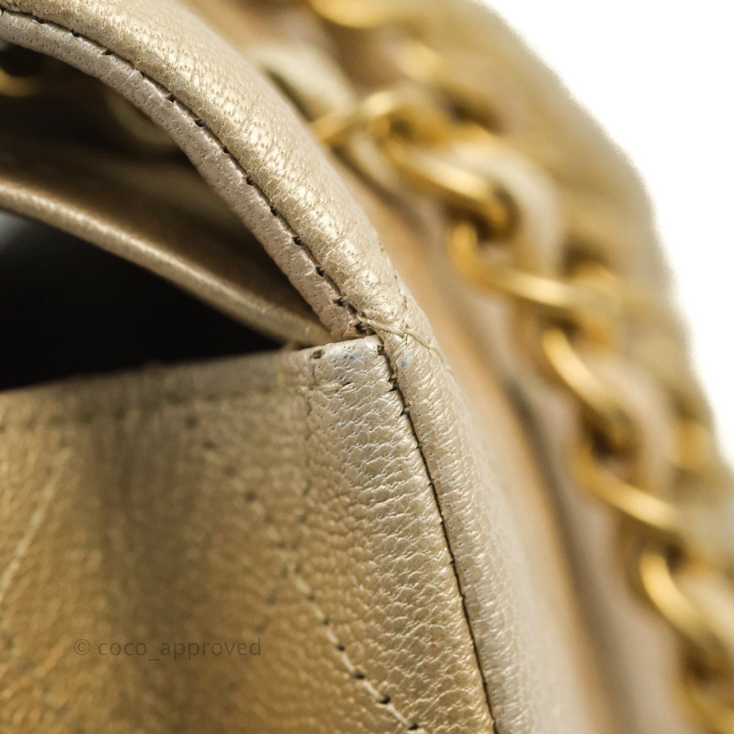 Chanel Classic Quilted M/L Medium Flap Ombre Metallic Goatskin Aged Gold Hardware