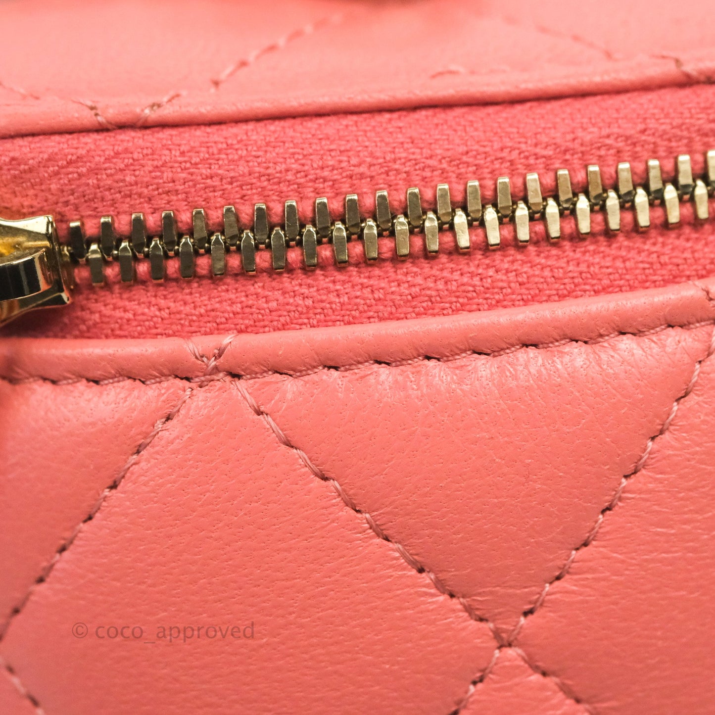 Chanel Vanity Rectangular Top Handle Pink Lambskin Gold Hardware