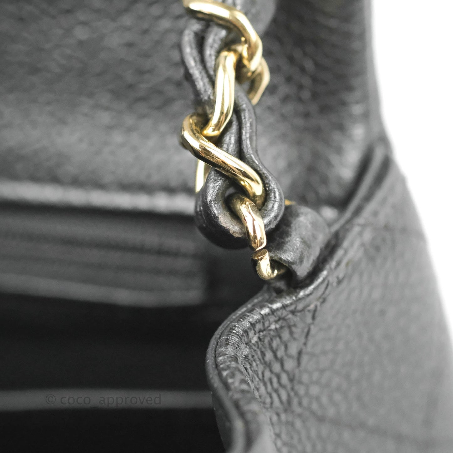 Chanel Quilted Mini Square Flap Bag Pearly Black Caviar Gold Hardware