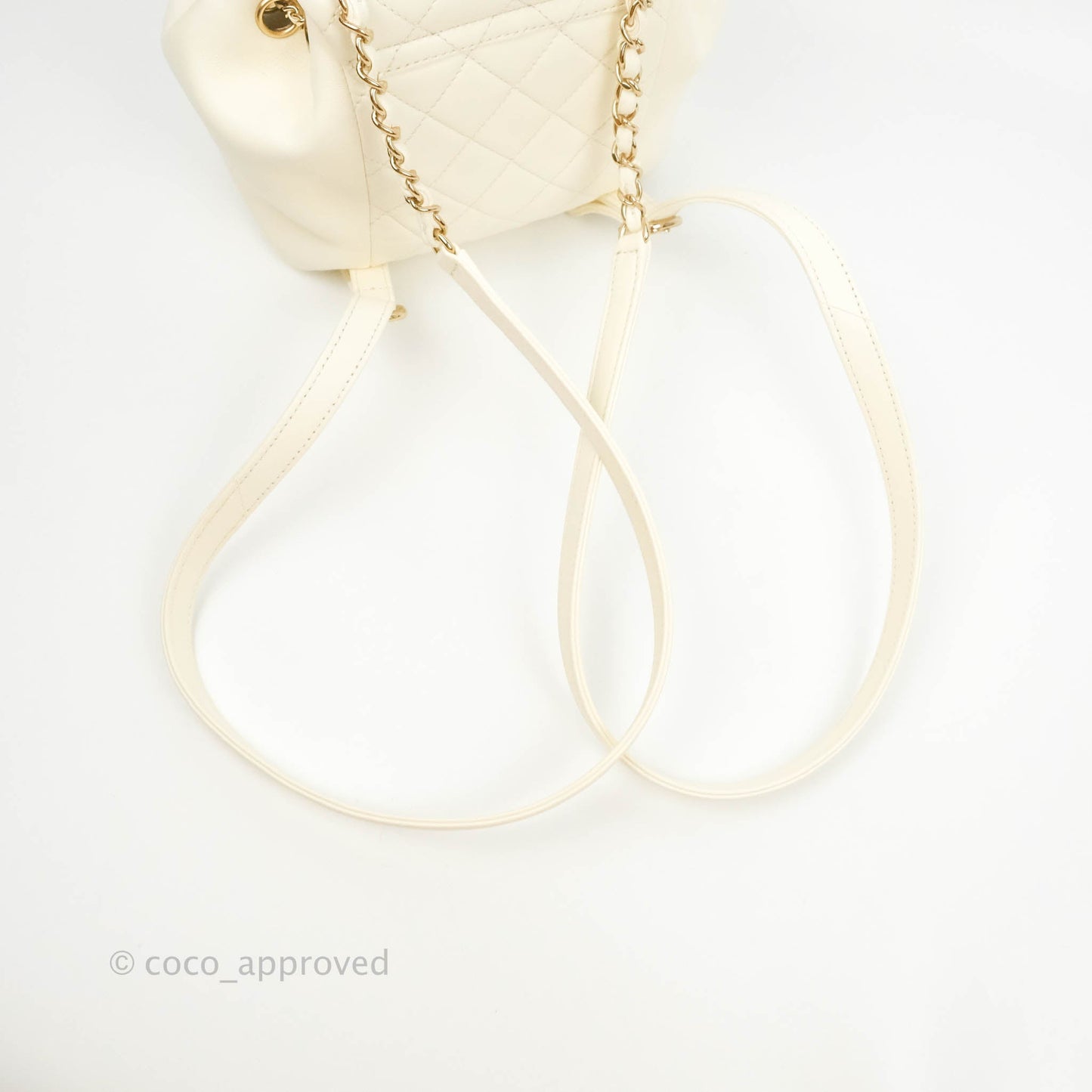 Chanel Quilted Small Duma Drawstring Backpack White Lambskin