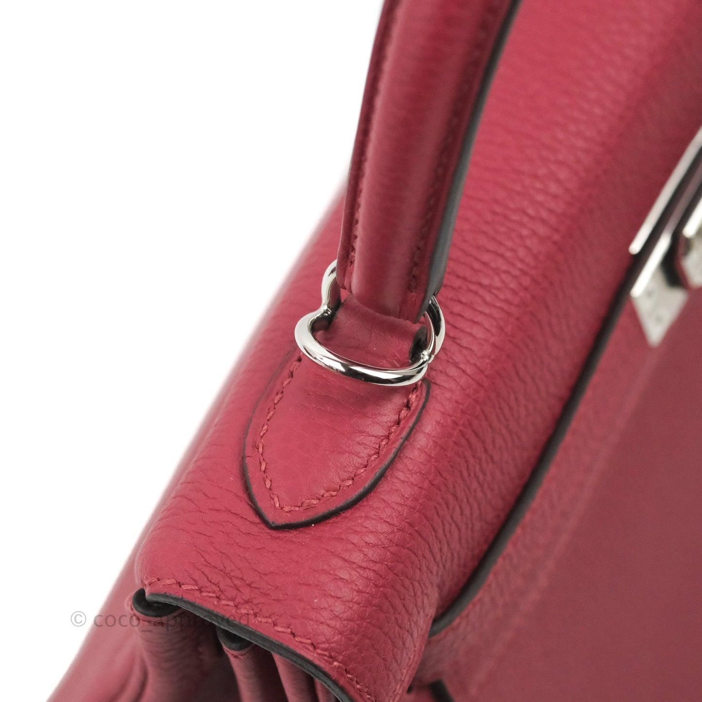 DM/email us to purchase - Hermes Kelly Retourne 25 Togo Rouge Grenat K1 Palladium Hardware