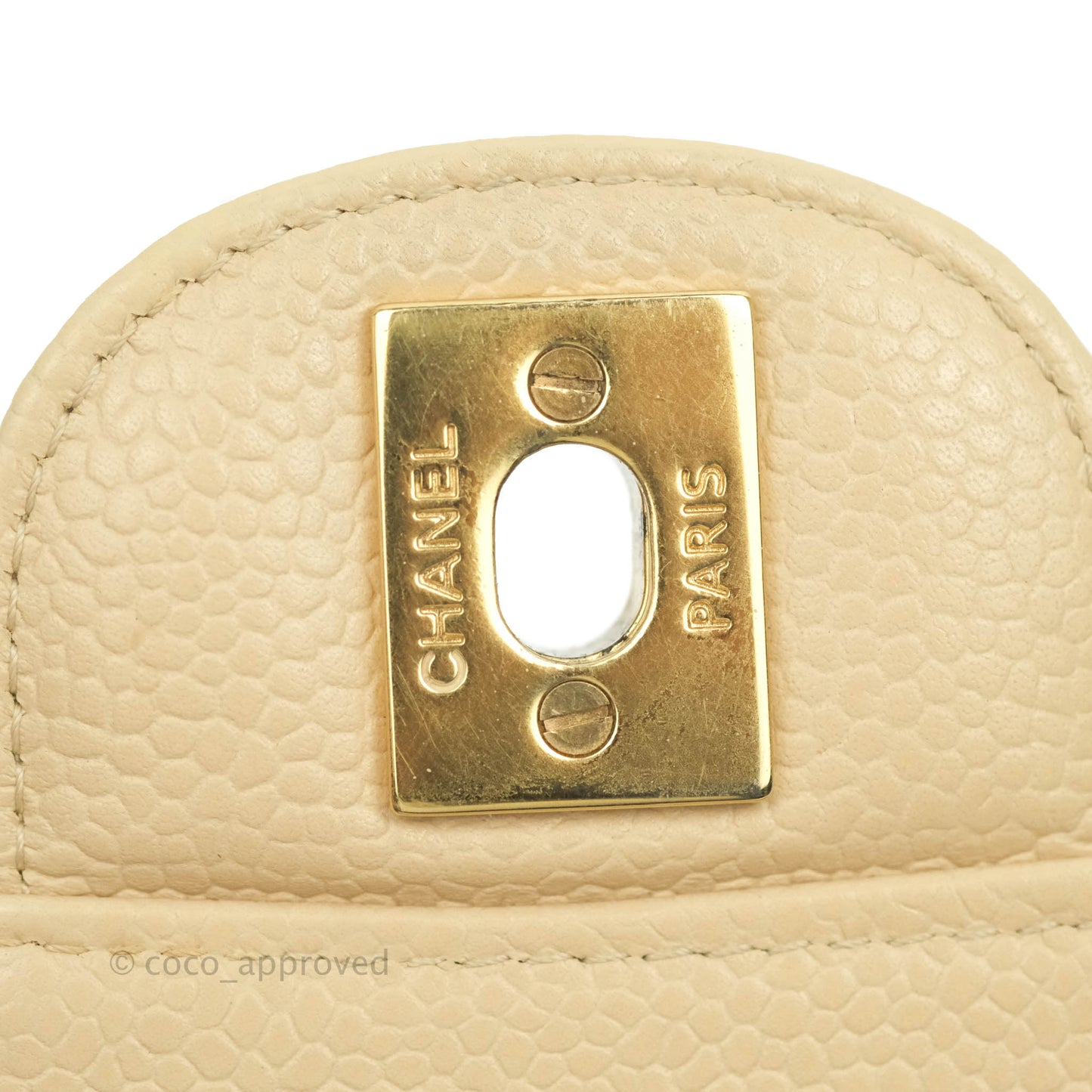 Chanel Classic Medium Flap Quilted Beige Caviar Gold Hardware
