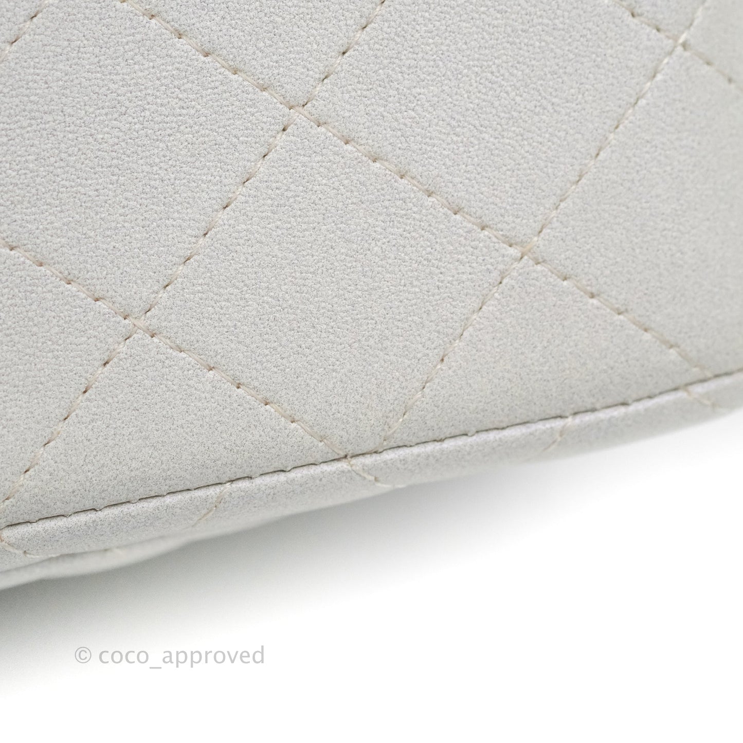 Chanel Top Handle Mini Rectangular Flap Bag Iridescent White Lambskin Aged Gold Hardware