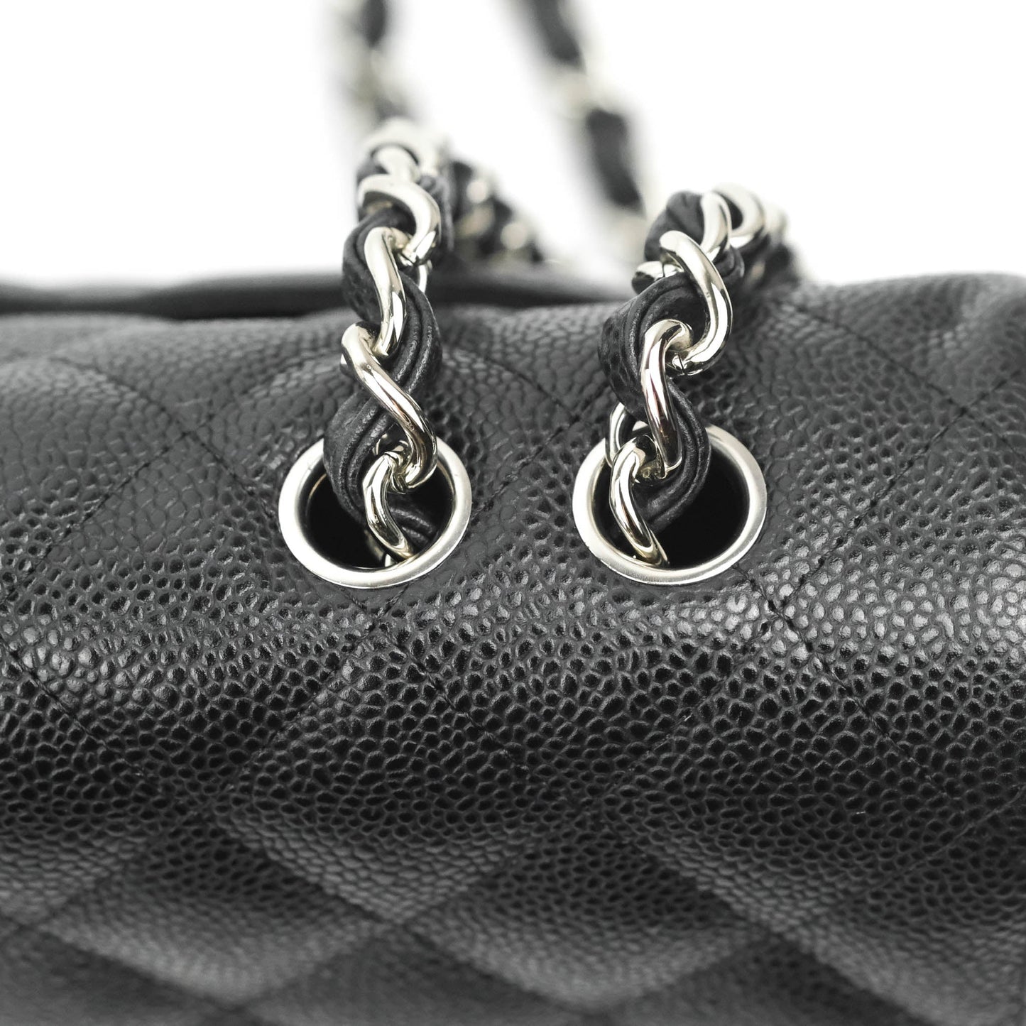 Chanel Jumbo Single Flap Black Caviar Silver Hardware