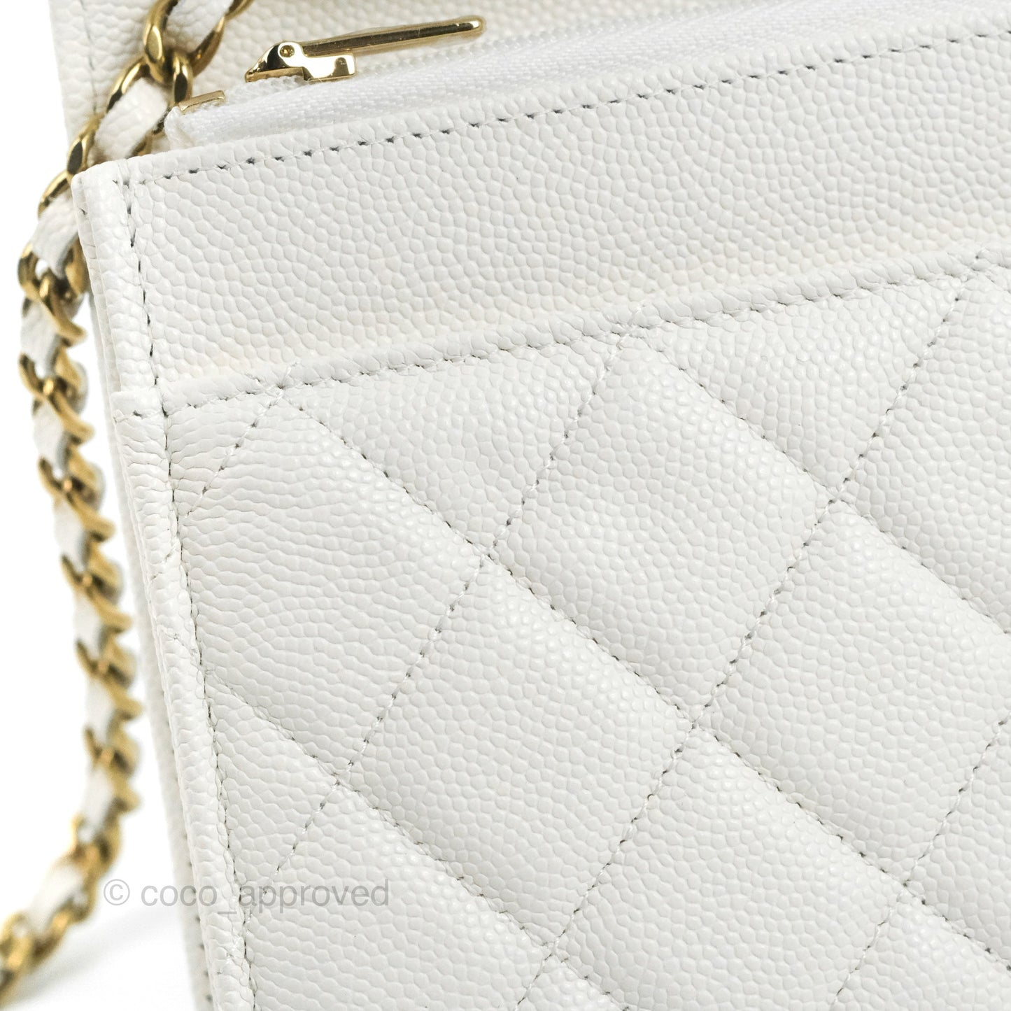Chanel Quilted Classic Wallet on Chain WOC White Caviar Gold Hardware