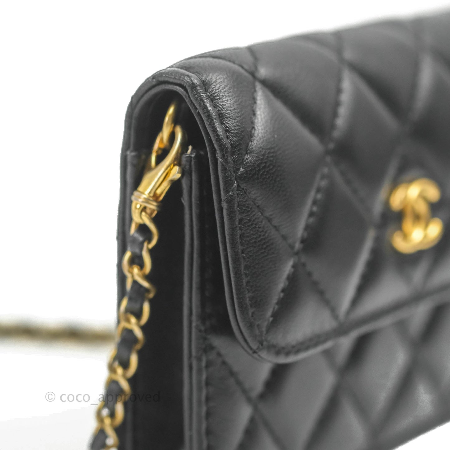 Chanel Mini Pearl Crush Clutch With Chain Belt Black Lambskin Aged Gold Hardware