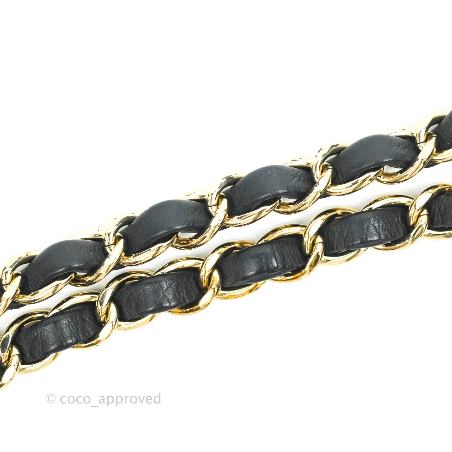 Chanel Mini Rectangular Flap Navy Blue Cable Knit Gold Hardware