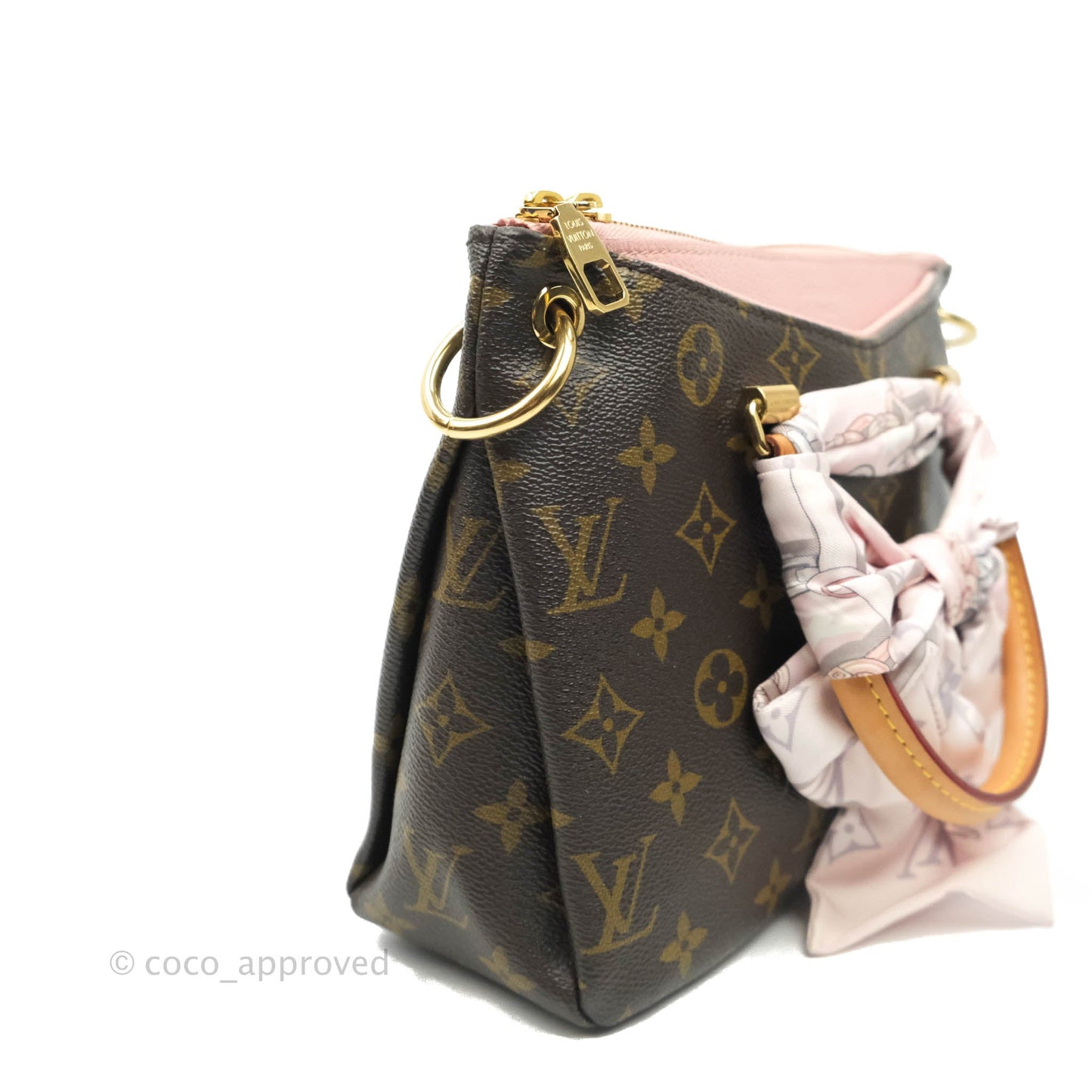 LV Pallas BB Pink Monogram Canvas Shoulder Bag With Twilly