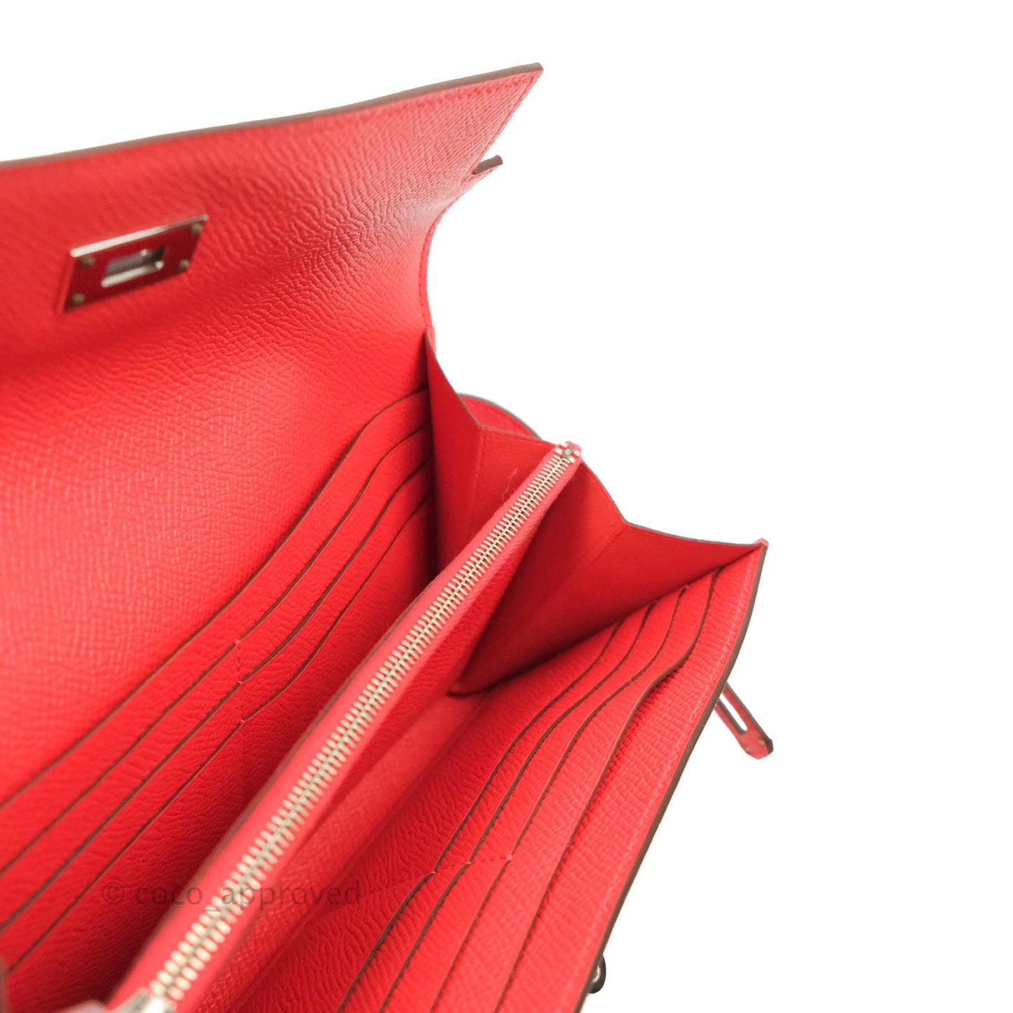 Hermès Kelly Wallet Red Epsom Palladium Hardware