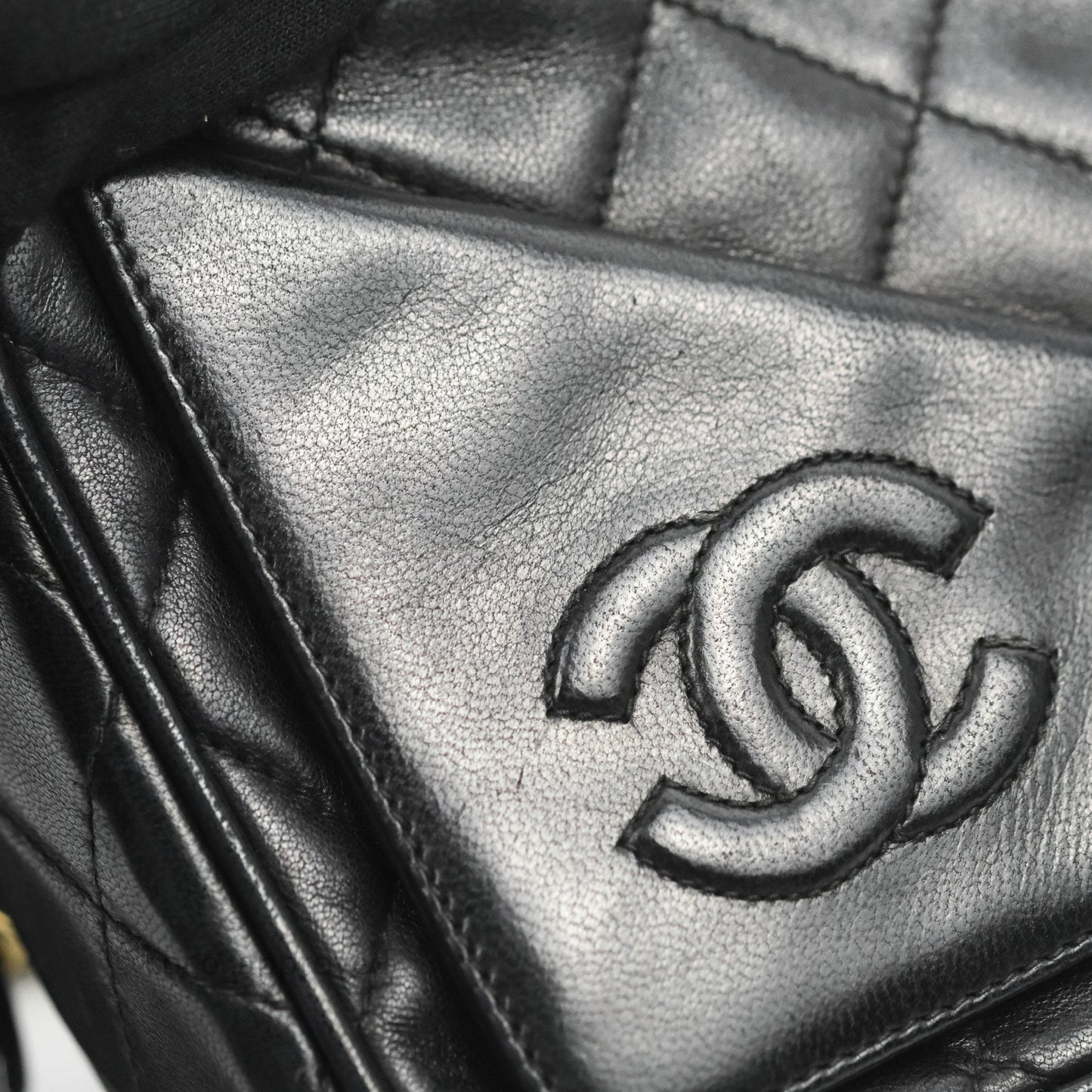 Chanel Vintage Small Camera Bag Black Lambskin Gold Hardware