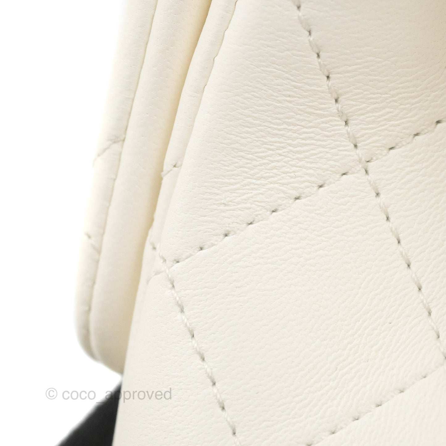 Chanel Mini Square Pearl Crush Quilted White Lambskin Aged Gold Hardware