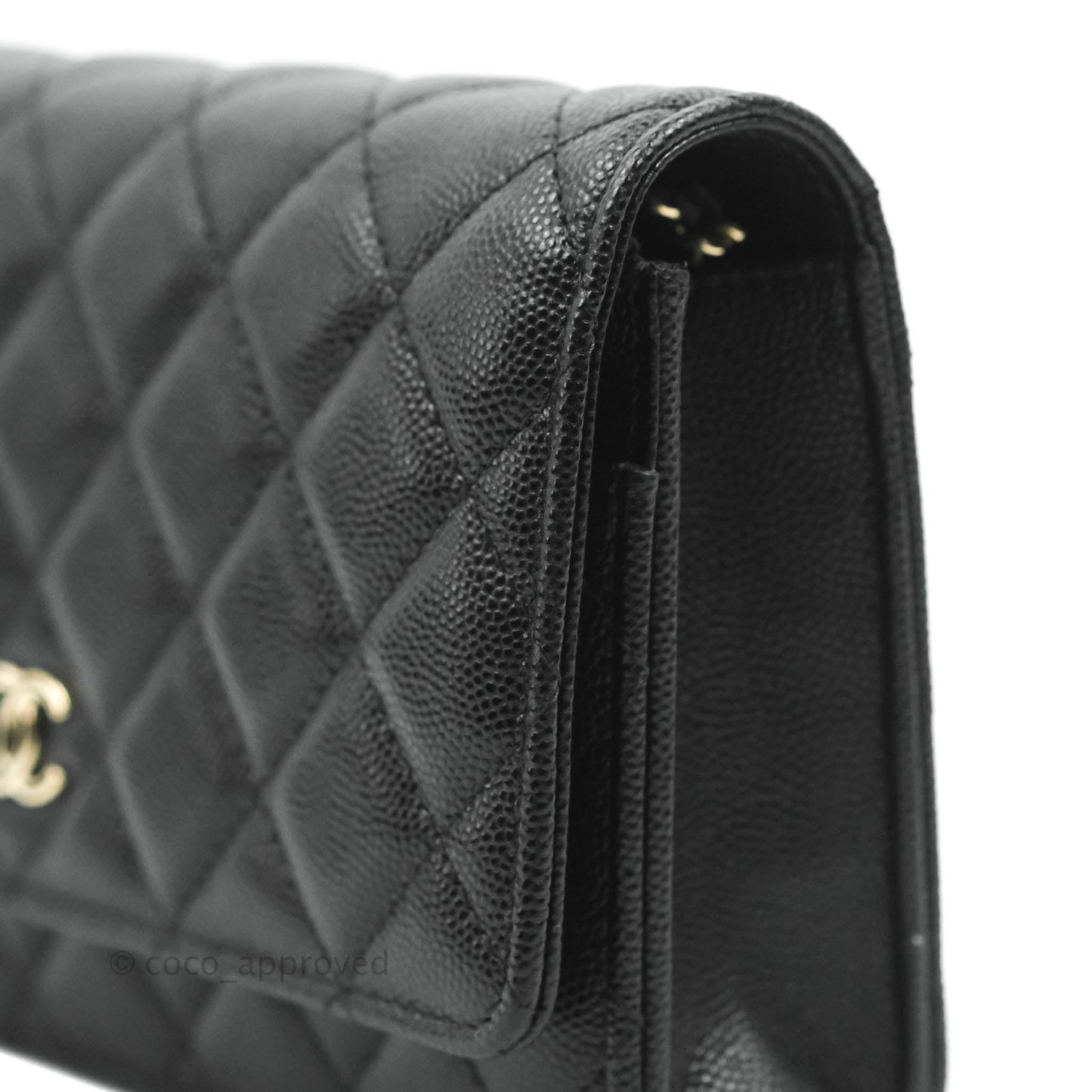 Chanel Quilted WOC Black Caviar Gold Hardware With Charms