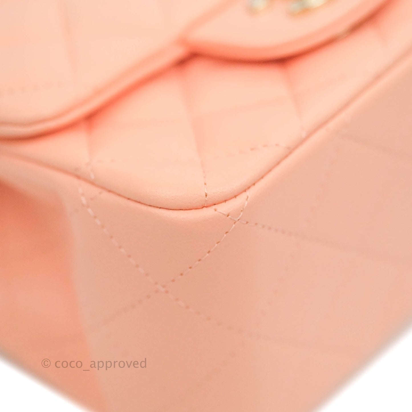 Chanel Quilted Mini Square Beige Pink Lambskin Gold Hardware