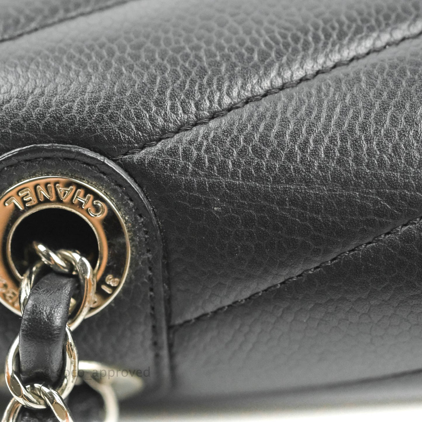 Chanel Medium Chevron Quilted Flap Black Grained Calfskin Silver Hardware